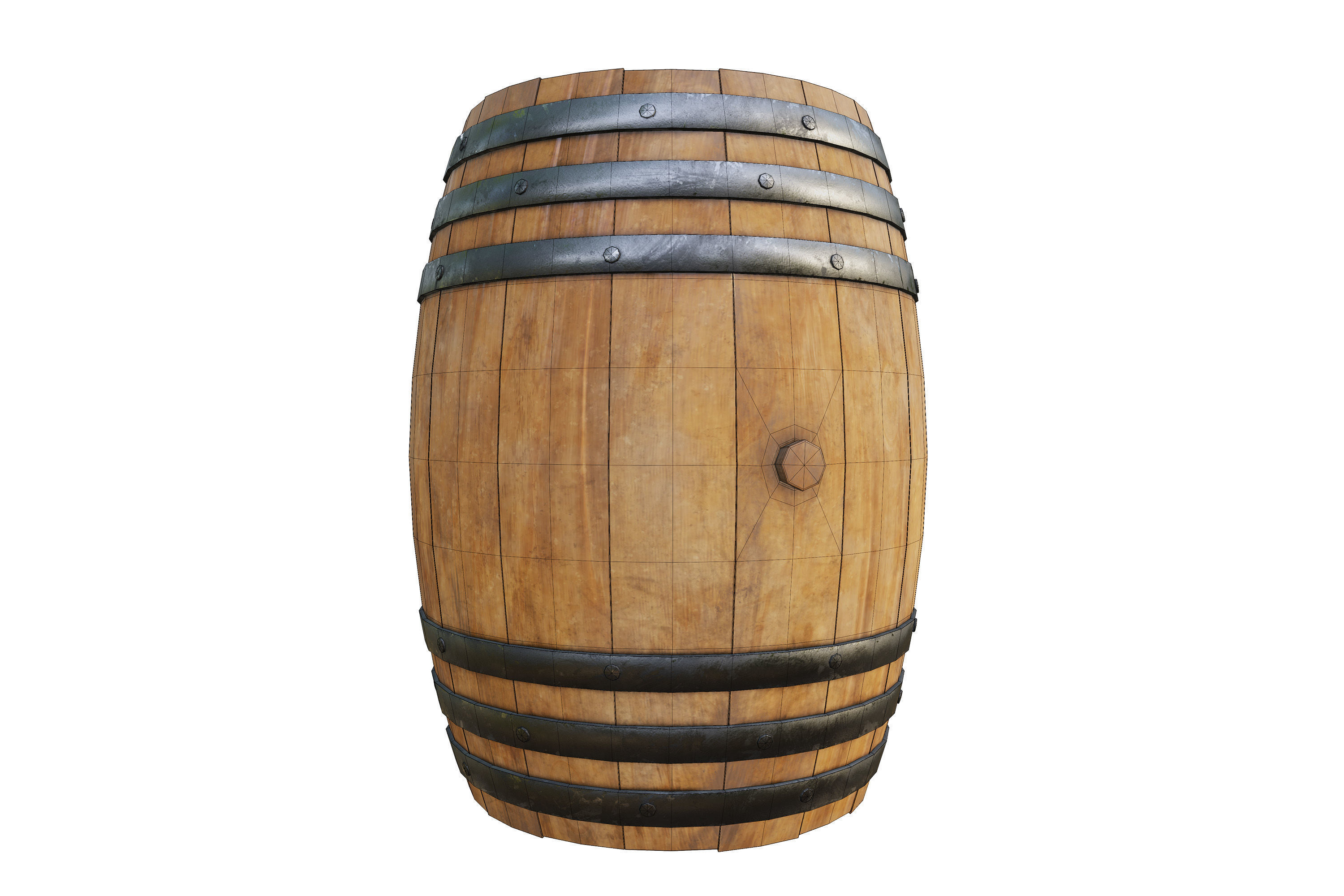 Wooden BARREL 3D model_9