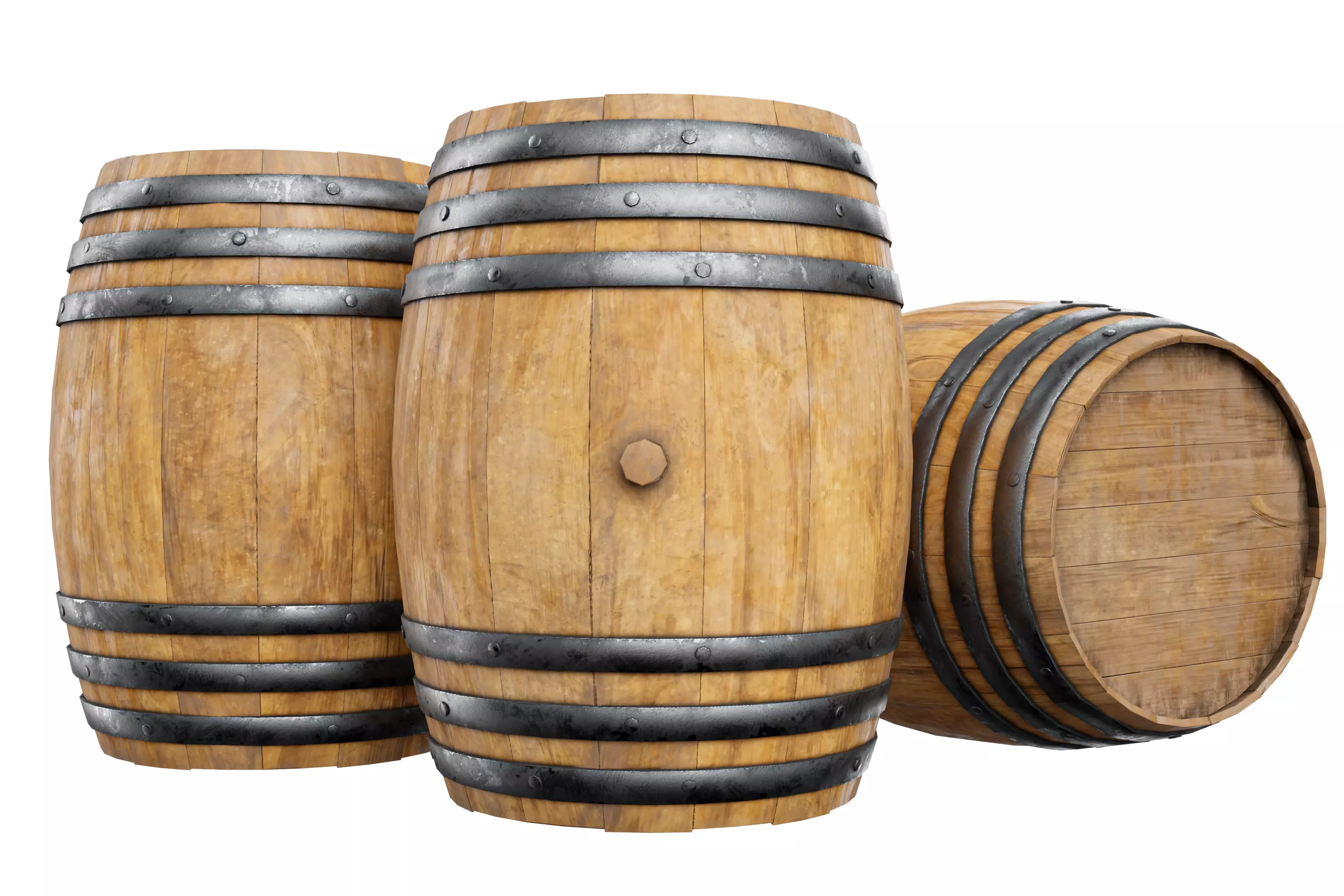 Wooden BARREL 3D model_0