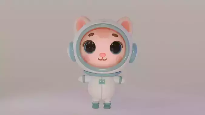 Cartoon Cat in Space Suit