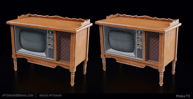 Philco Deluxe 23 TV Vintage old and worn lowpoly