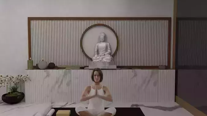 yoga and meditaion room 3D model