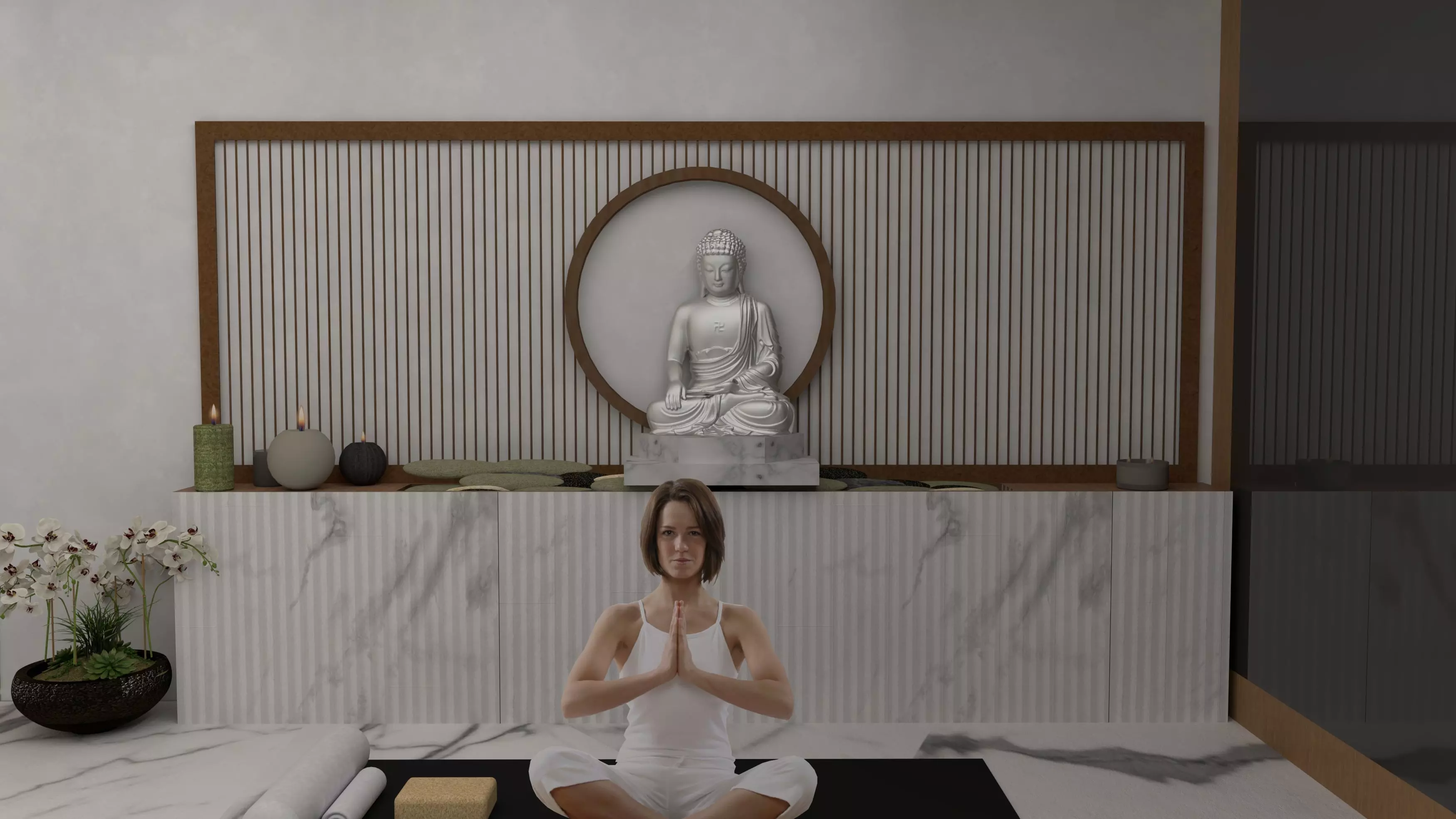 yoga and meditaion room 3D model