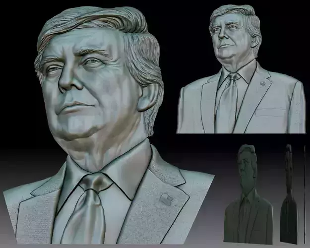 Donald Trump portrait coin medal bas-relief 3D print model