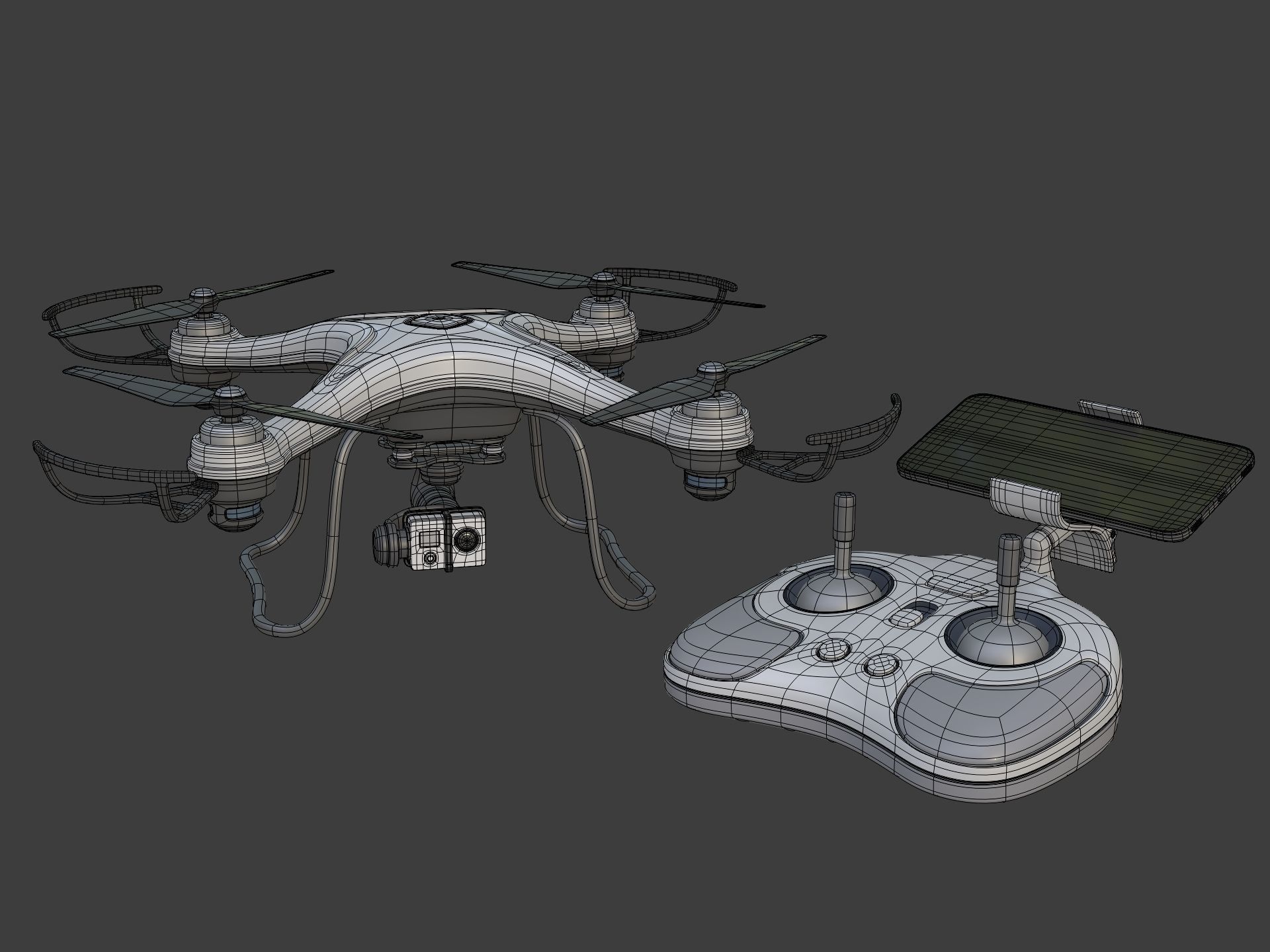 Generic Quadcopter Drone Low-poly 3D model_2