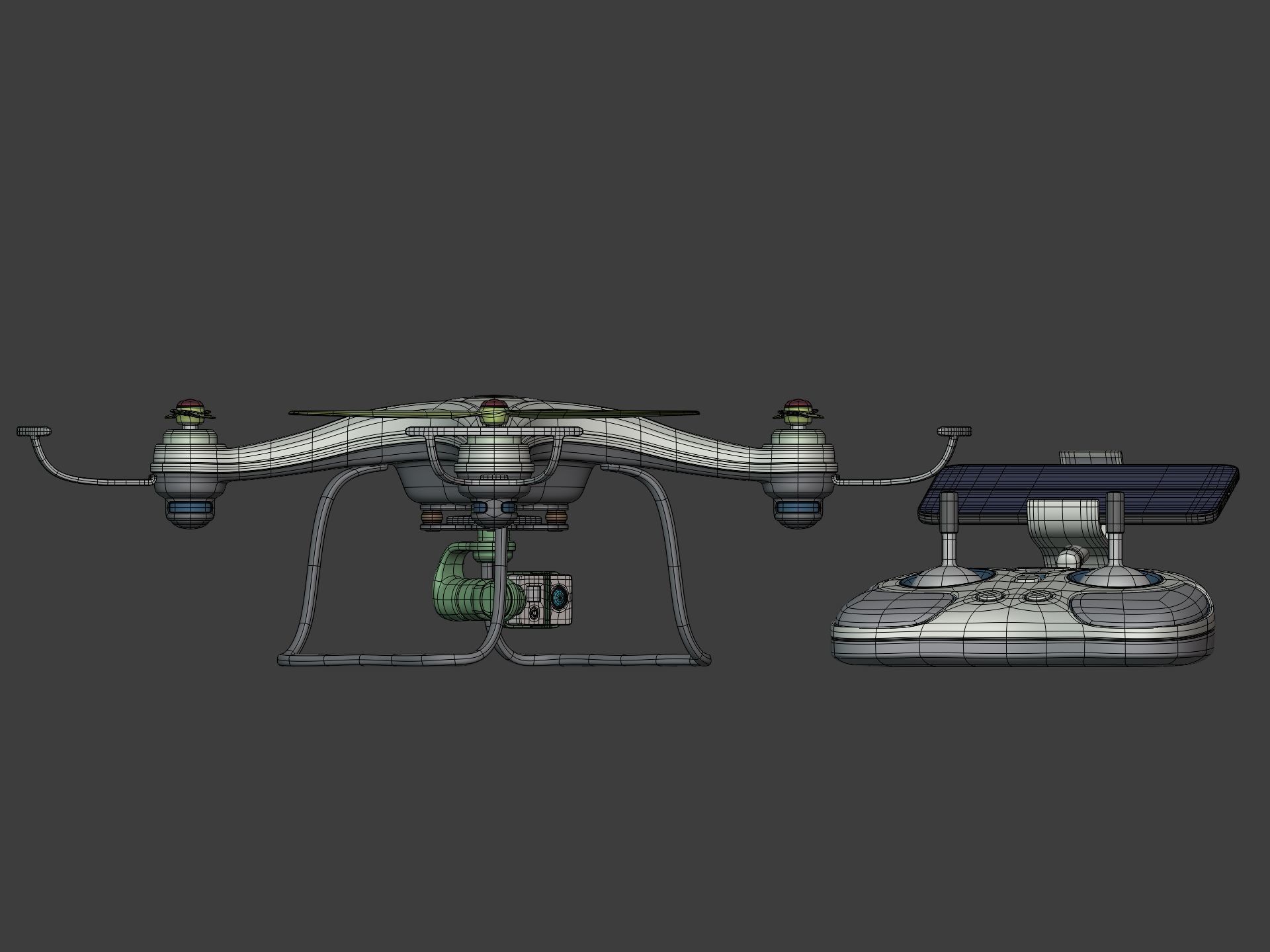 Generic Quadcopter Drone Low-poly 3D model_12