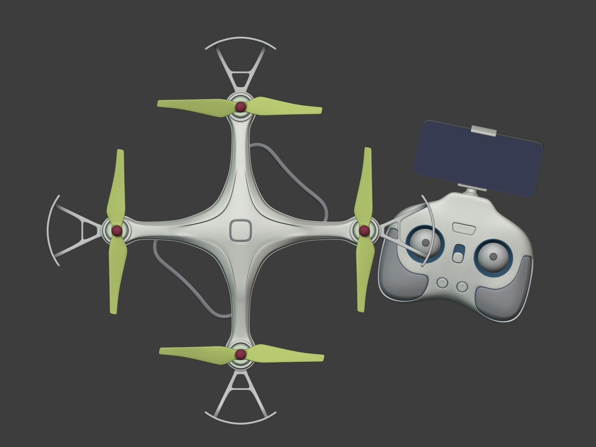 Generic Quadcopter Drone Low-poly 3D model_9