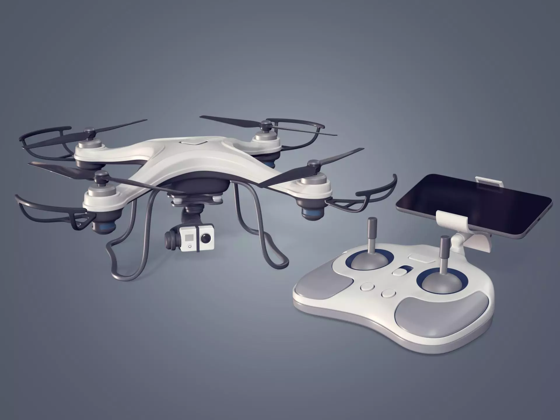 Generic Quadcopter Drone Low-poly 3D model_0