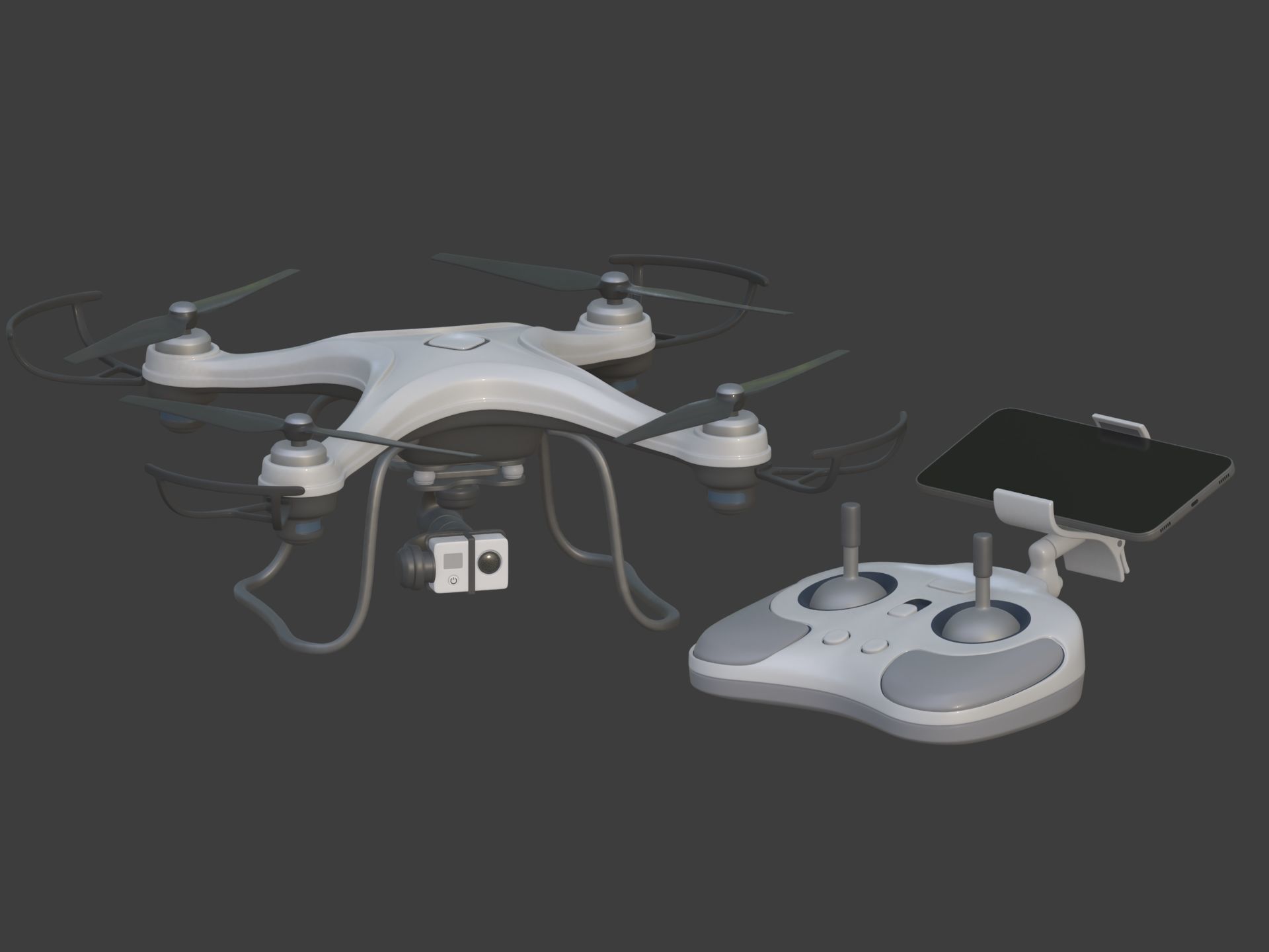 Generic Quadcopter Drone Low-poly 3D model_5