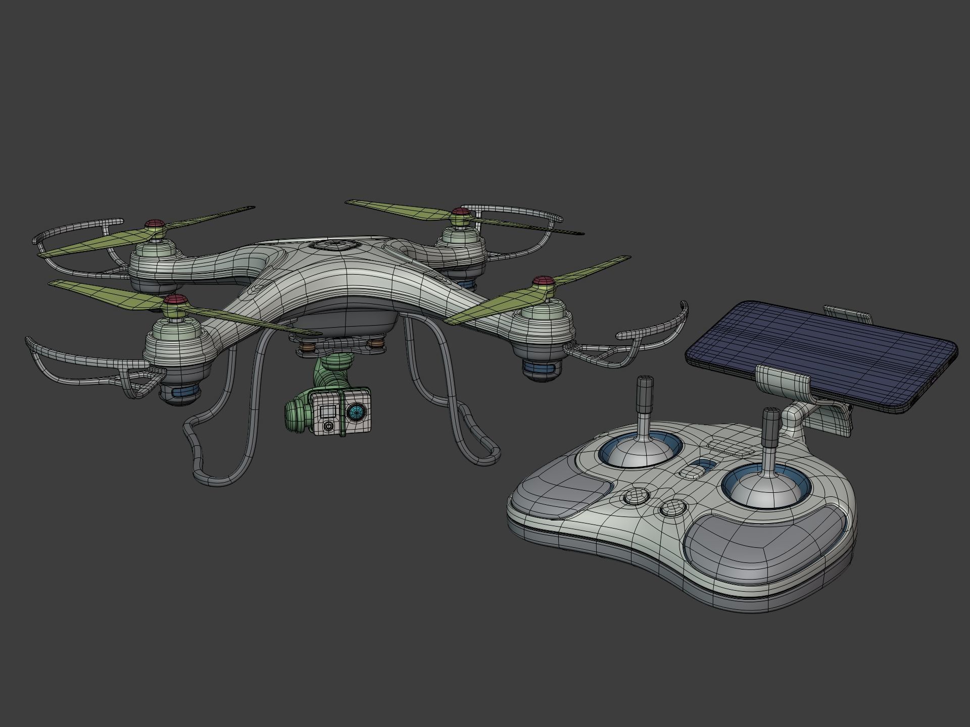 Generic Quadcopter Drone Low-poly 3D model_4