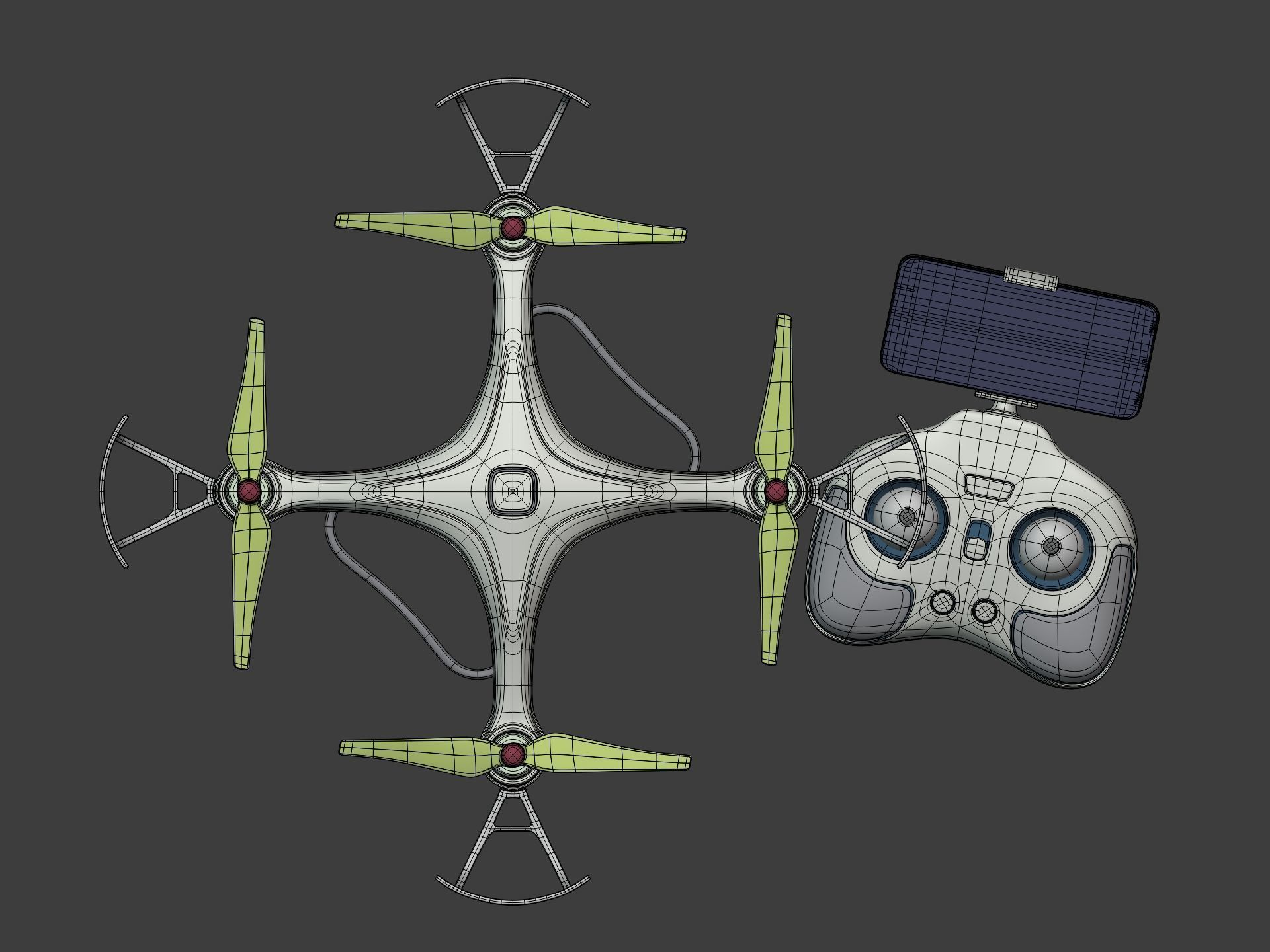 Generic Quadcopter Drone Low-poly 3D model_10