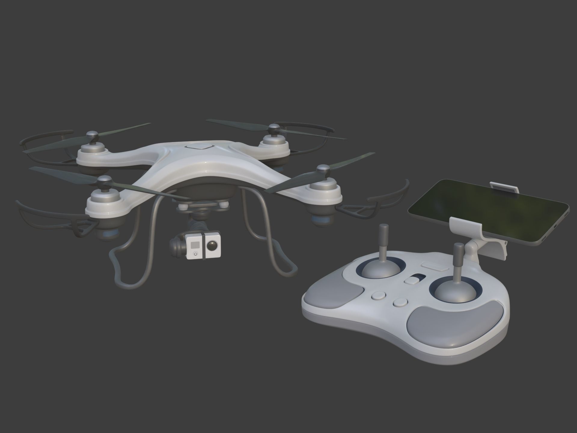 Generic Quadcopter Drone Low-poly 3D model_1