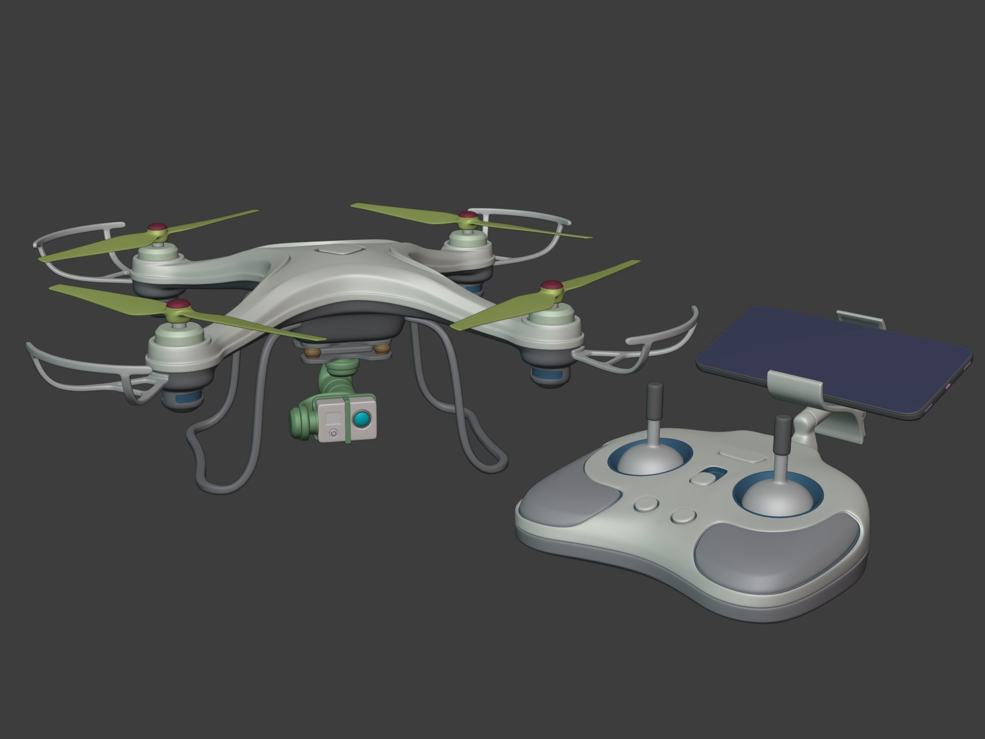 Generic Quadcopter Drone Low-poly 3D model_3