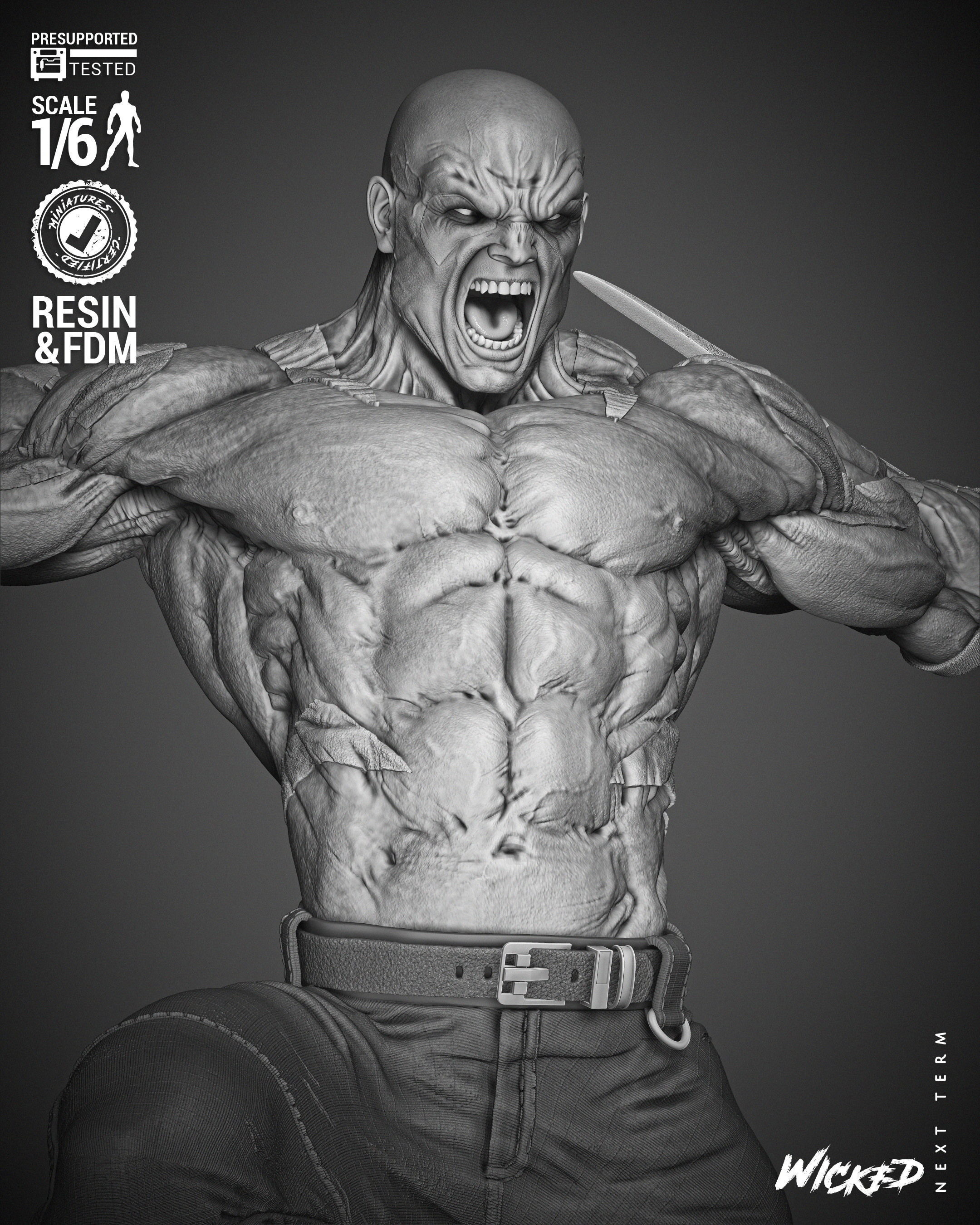 Wicked Marvel Drax Sculpture 3D print model_13