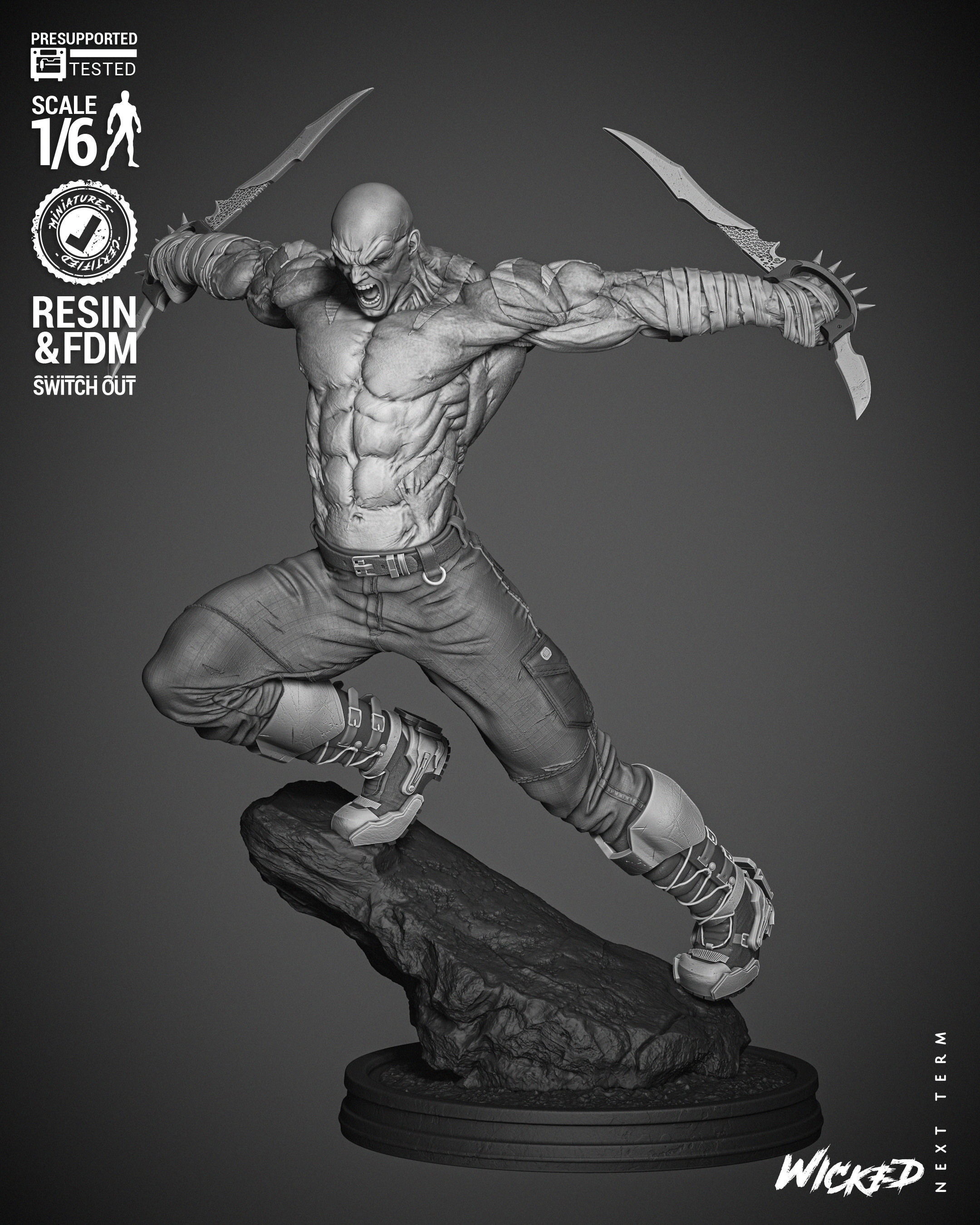Wicked Marvel Drax Sculpture 3D print model_29