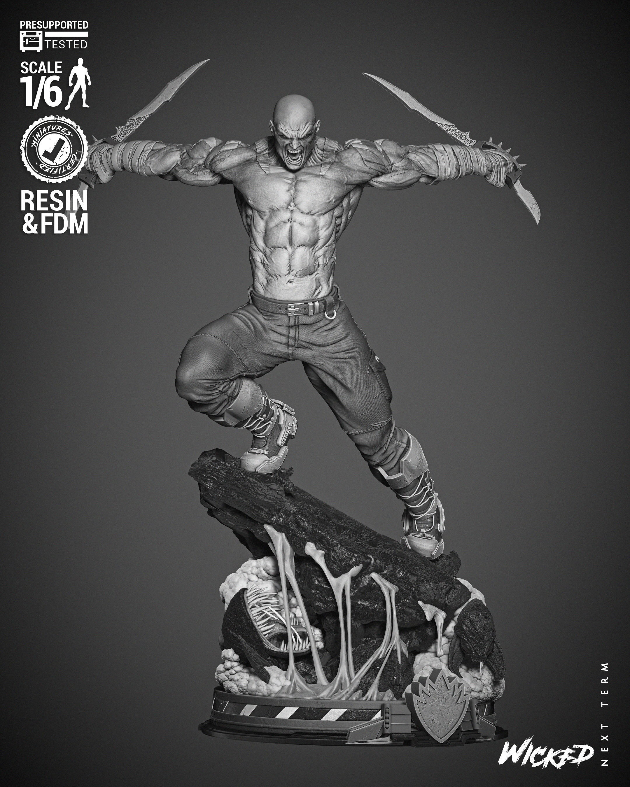 Wicked Marvel Drax Sculpture 3D print model_31