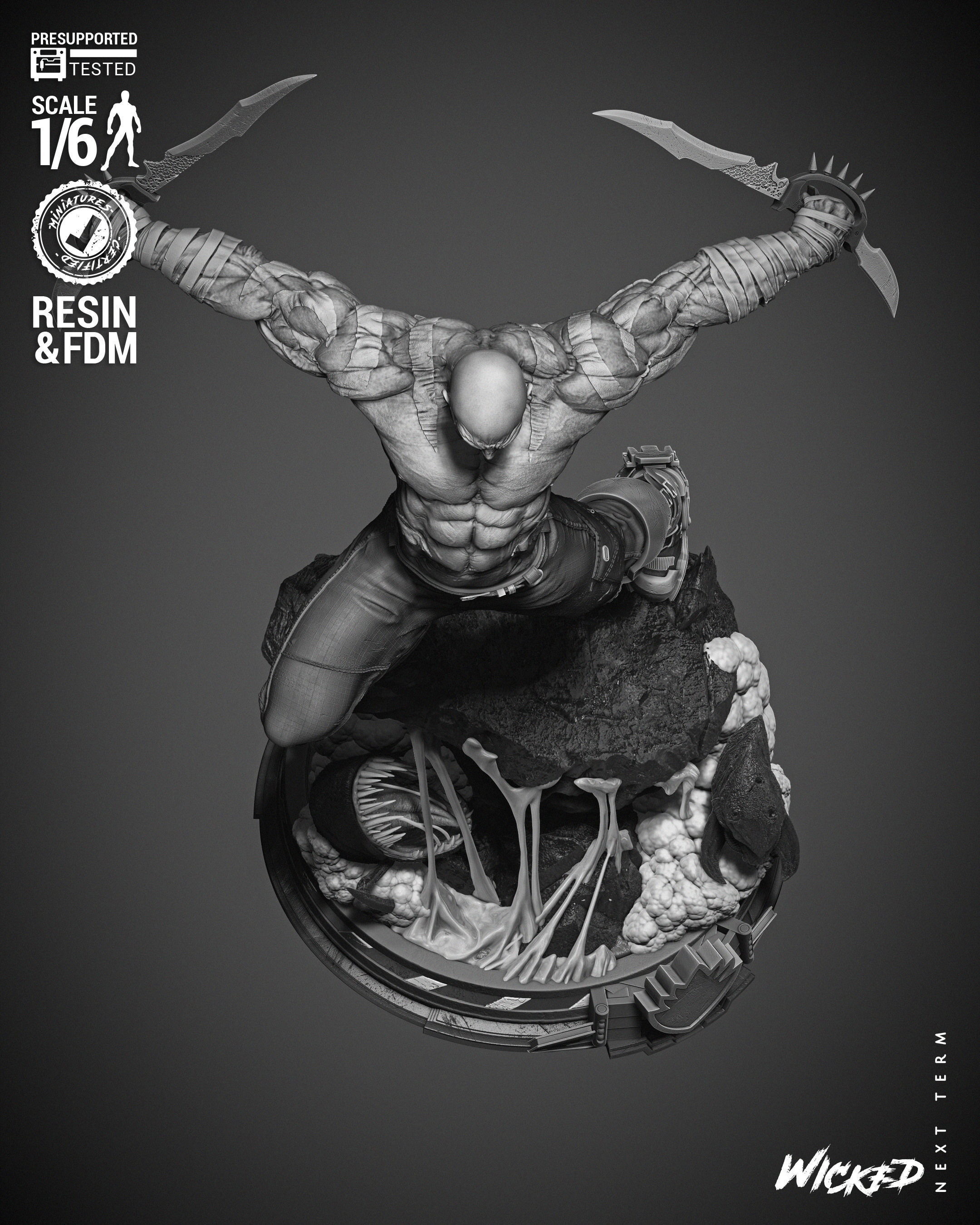 Wicked Marvel Drax Sculpture 3D print model_41