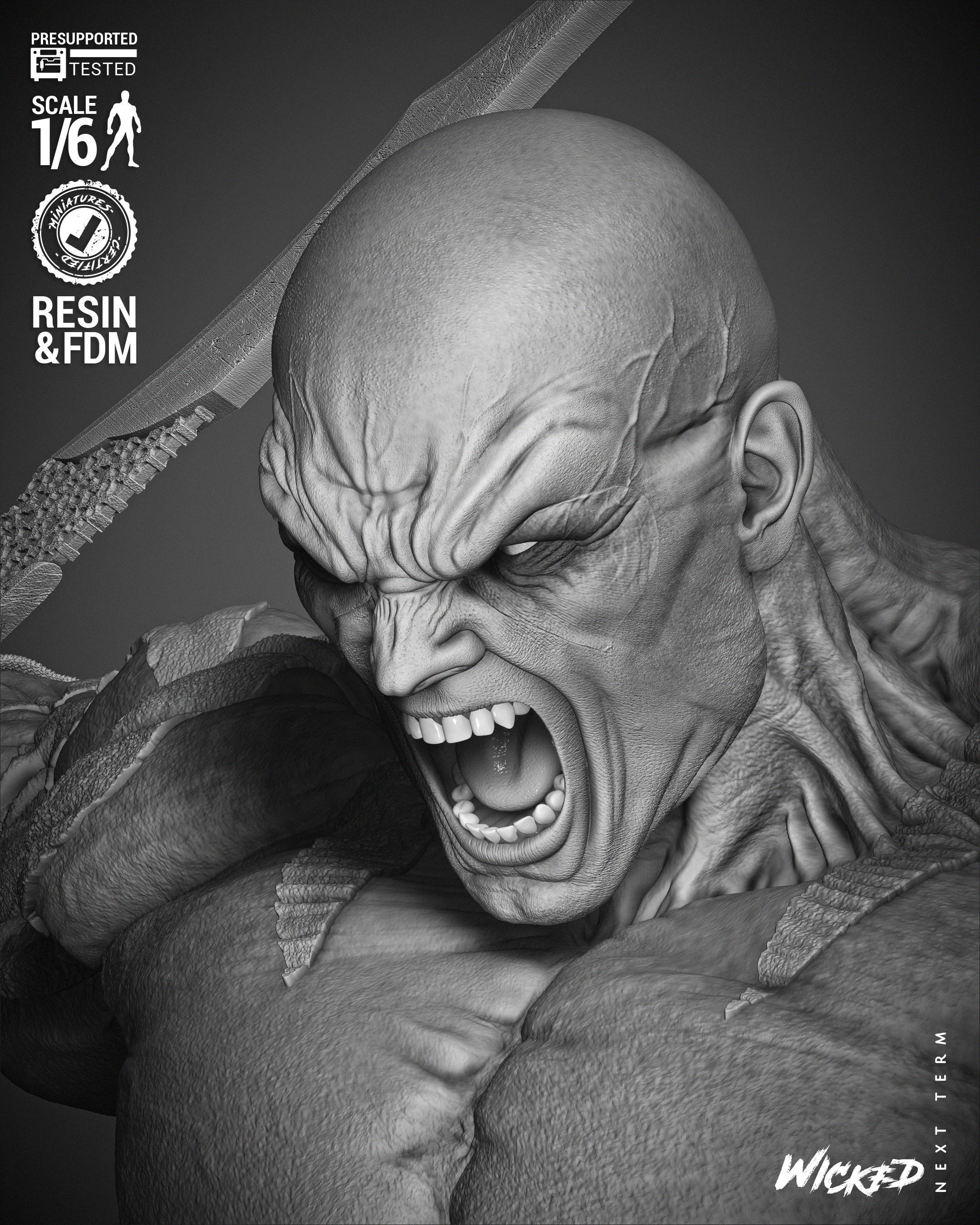 Wicked Marvel Drax Sculpture 3D print model_48