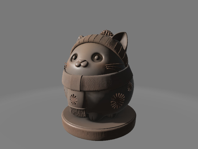 Fluffy Winter Kitty 3D print model_2