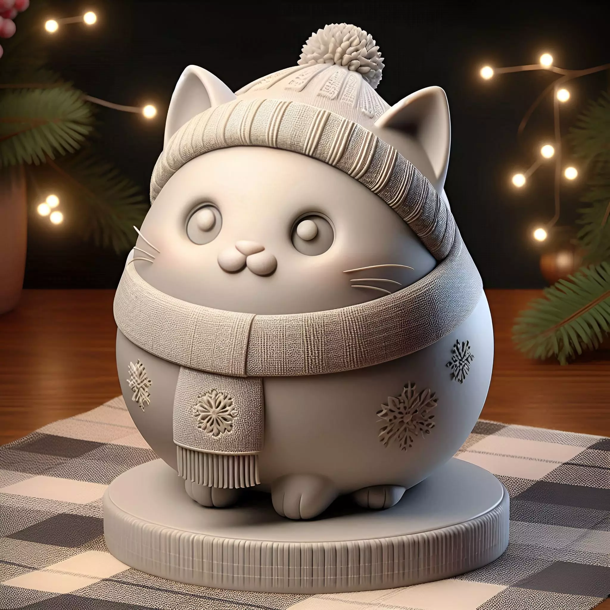 Fluffy Winter Kitty 3D print model_0