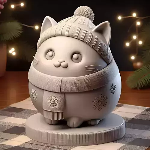 Fluffy Winter Kitty 3D print model