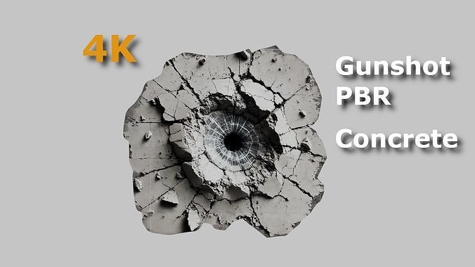 Bullet Hole on Concrete 4k PBR Texture 3D model