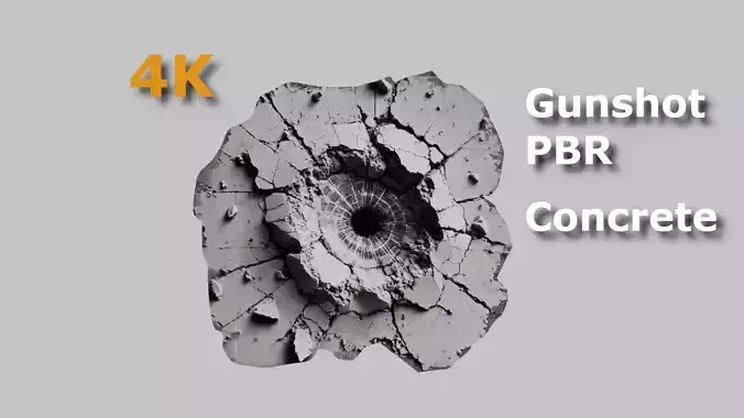 Bullet Hole on Concrete 4k PBR Texture