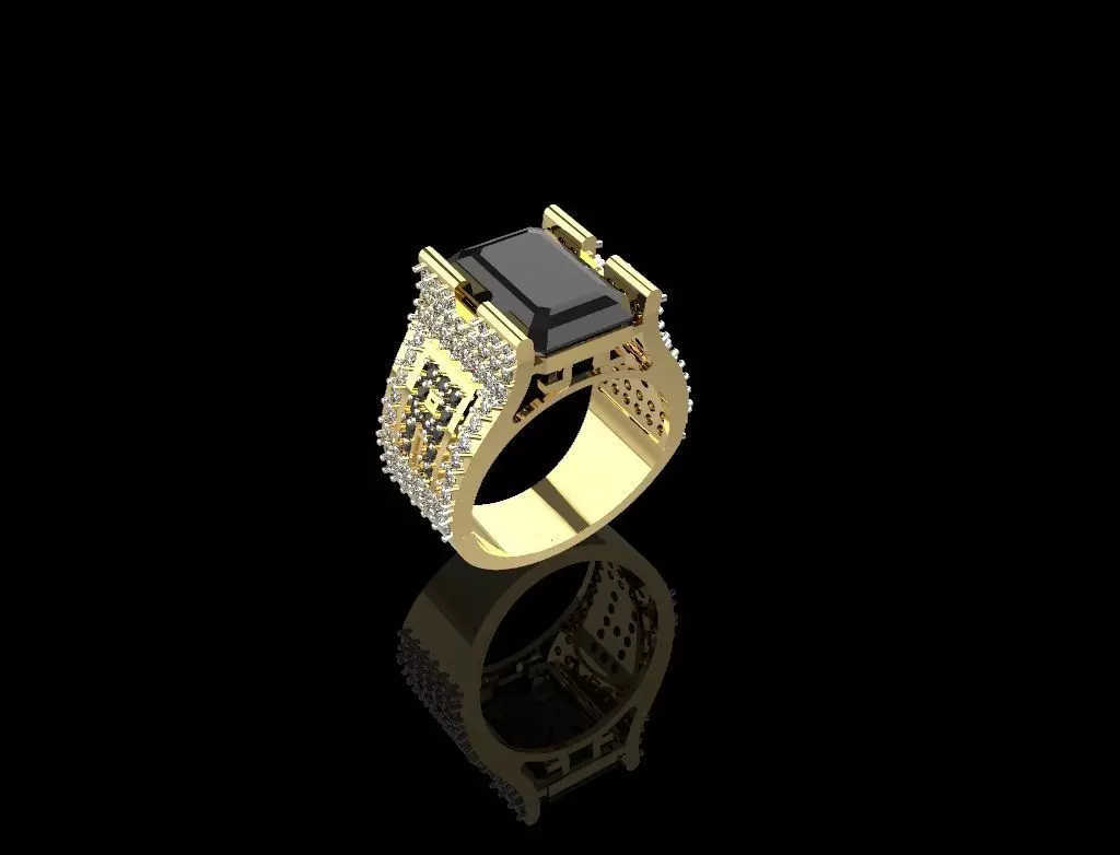 Genuine Gems Men Octagon Ring Low-poly 3D model