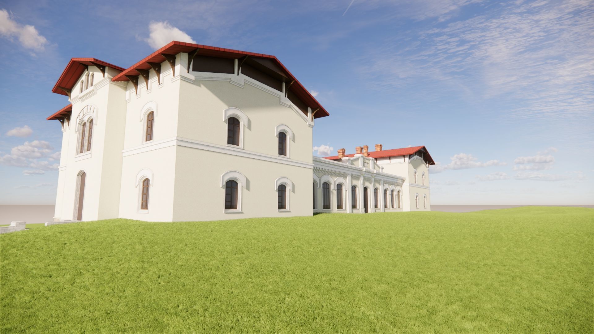 Eclectic train station 19th century   3D model_2