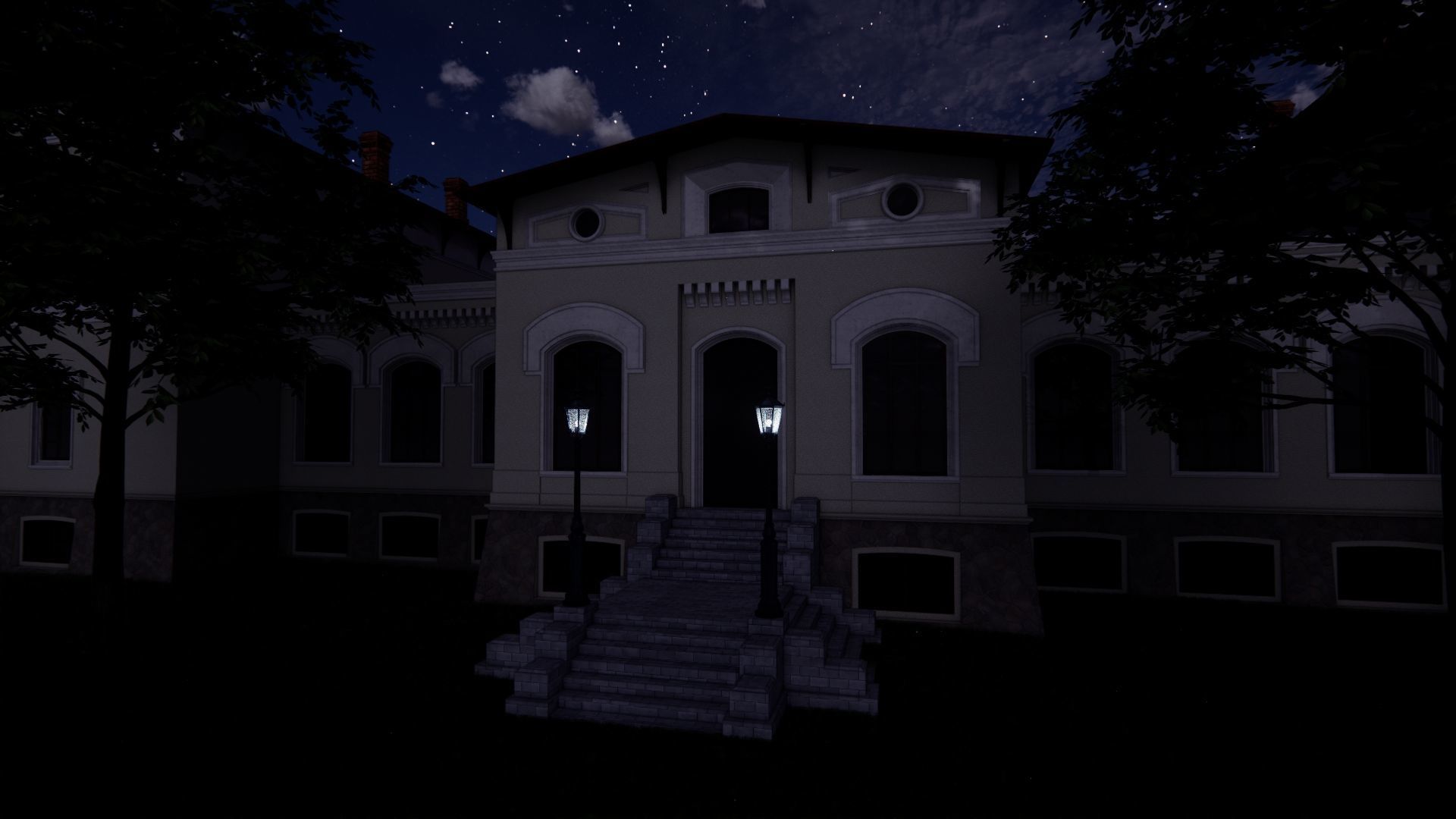 Eclectic train station 19th century   3D model_4