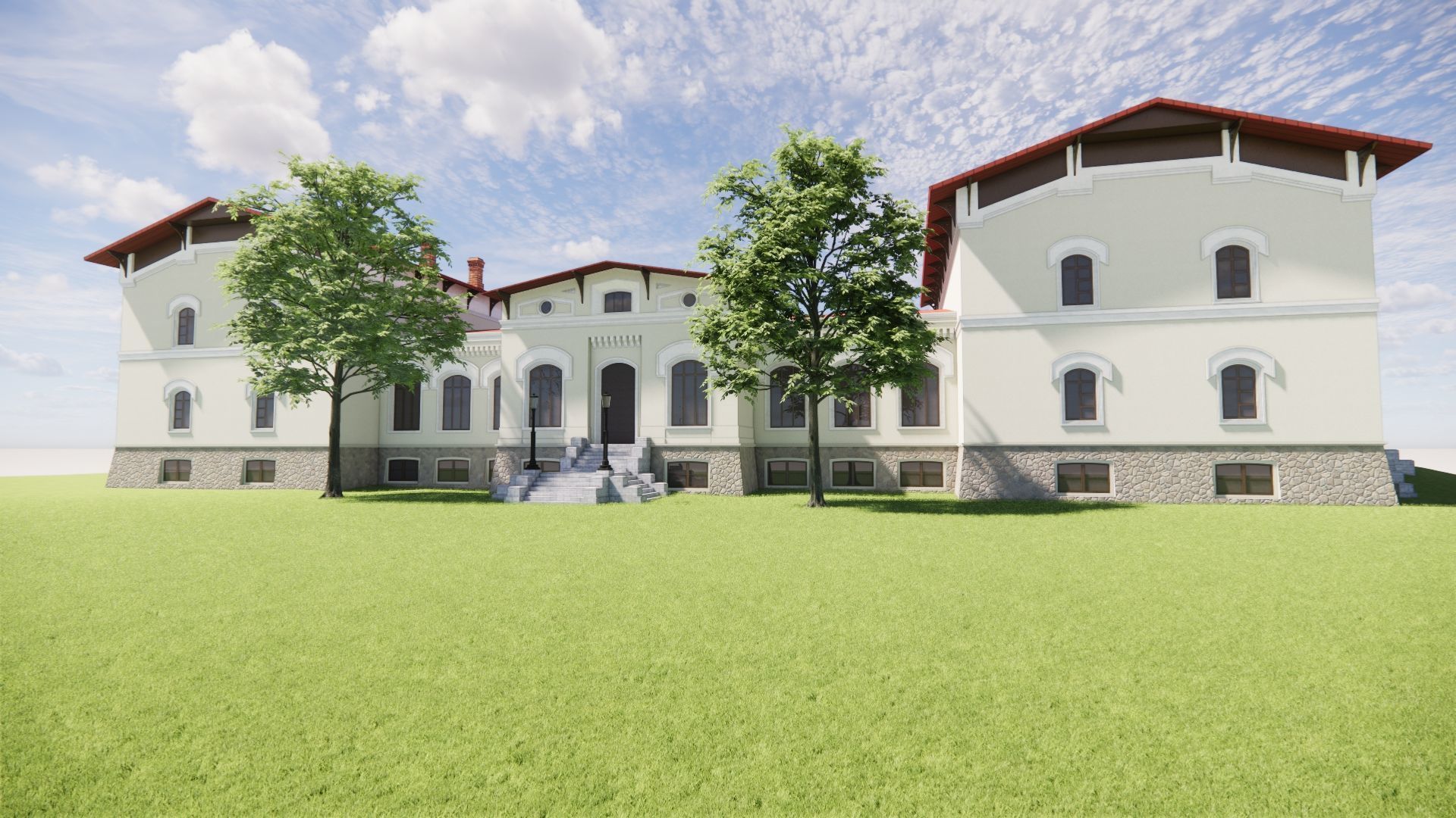 Eclectic train station 19th century   3D model_1