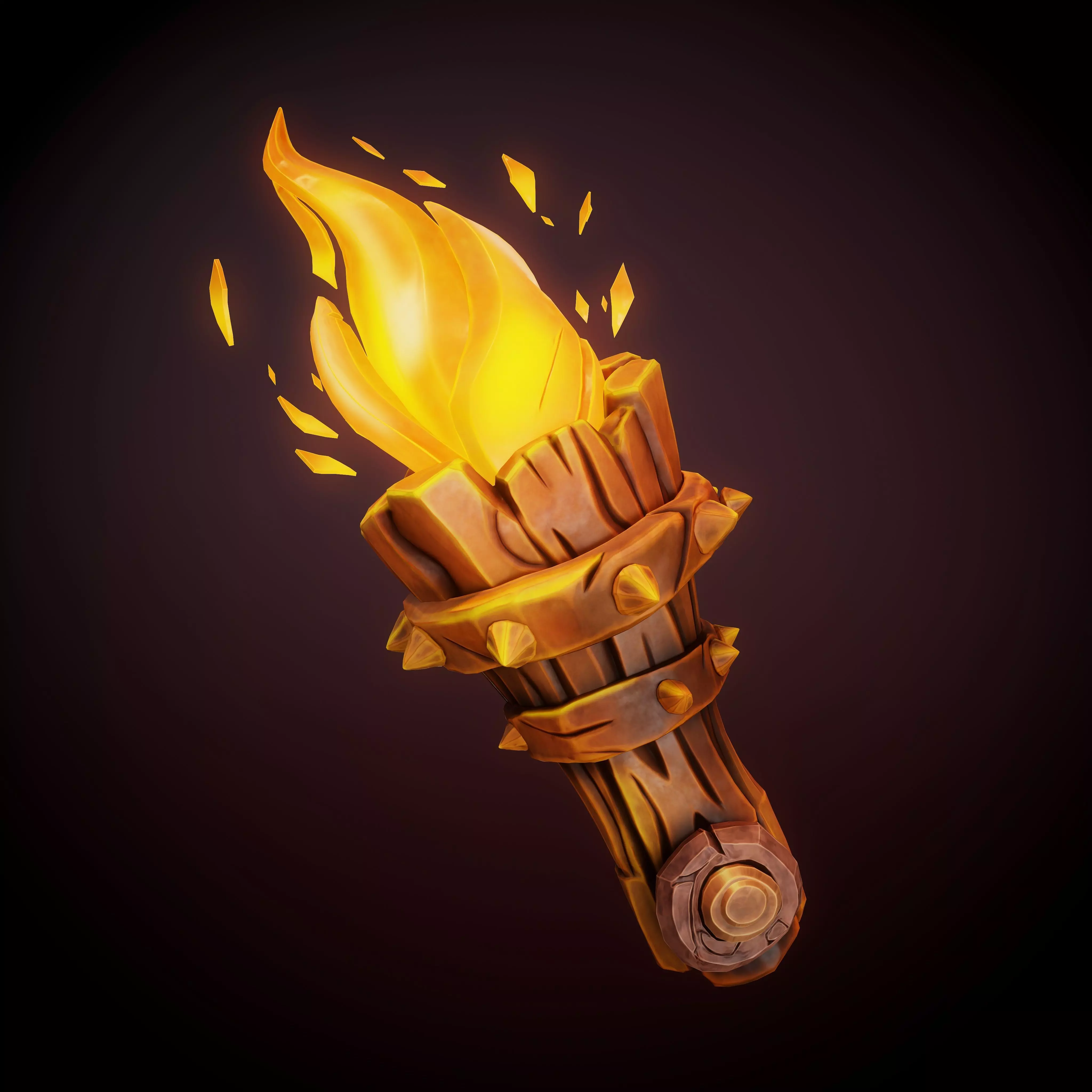 Torch and Burning Heart  Low-poly 3D model_0