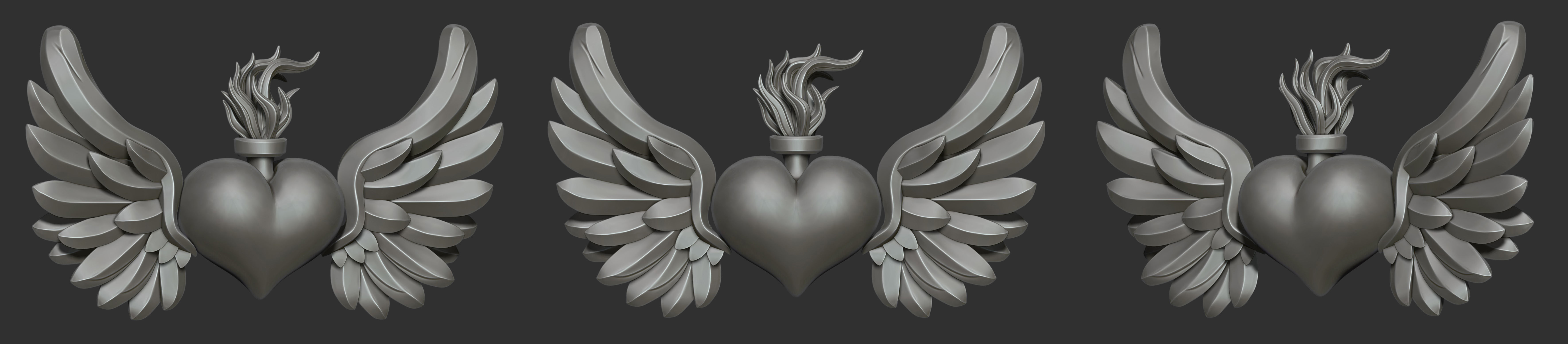 Torch and Burning Heart  Low-poly 3D model_7