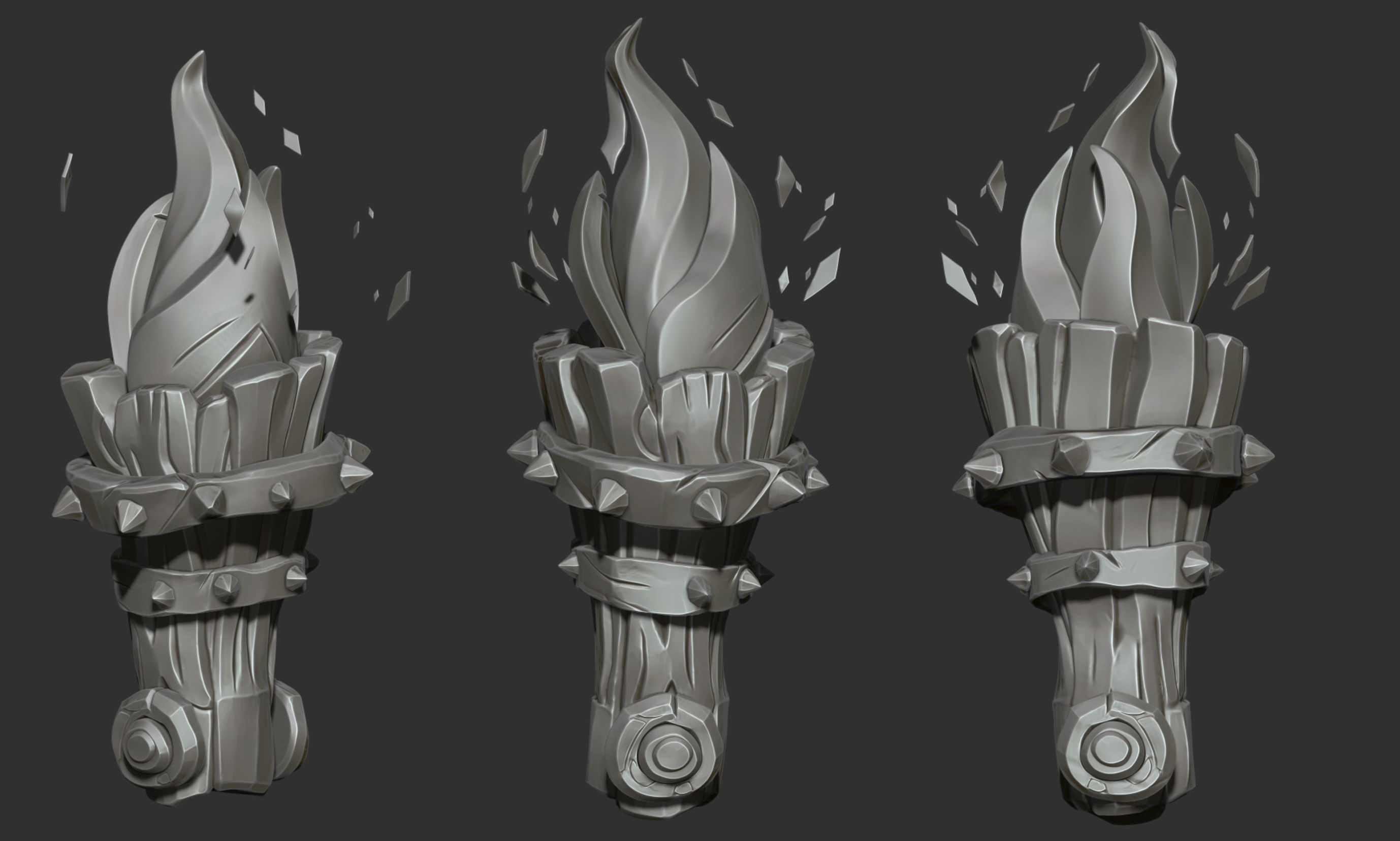 Torch and Burning Heart  Low-poly 3D model_6