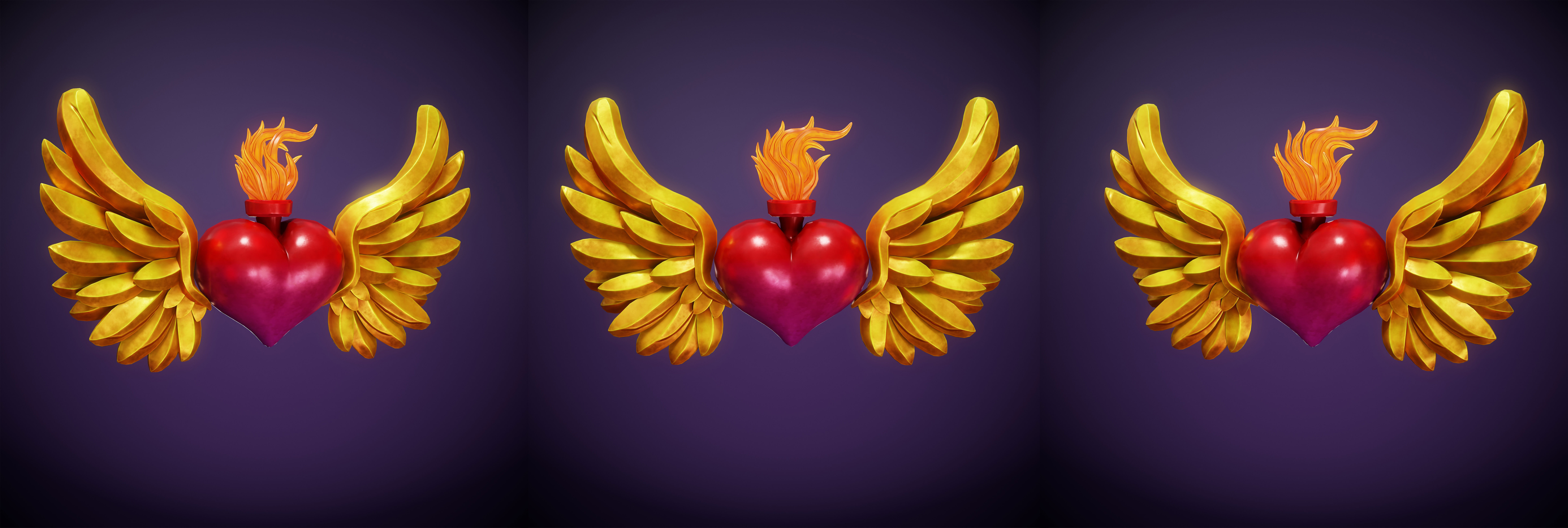Torch and Burning Heart  Low-poly 3D model_4