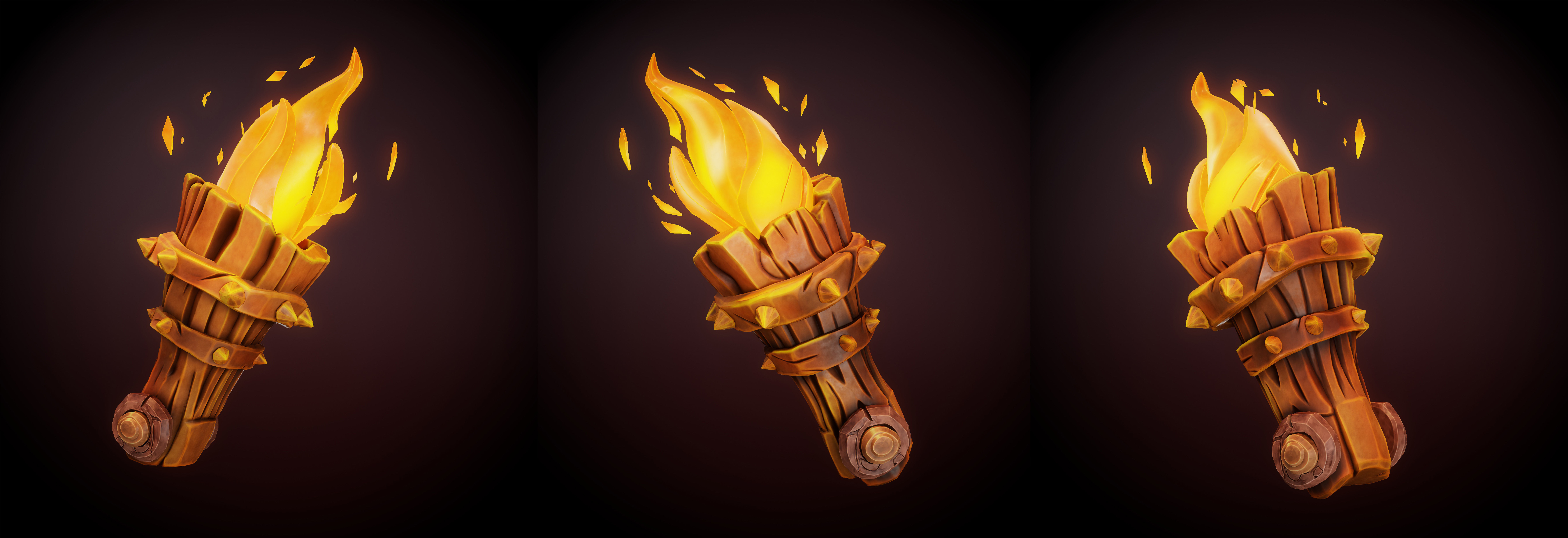 Torch and Burning Heart  Low-poly 3D model_5
