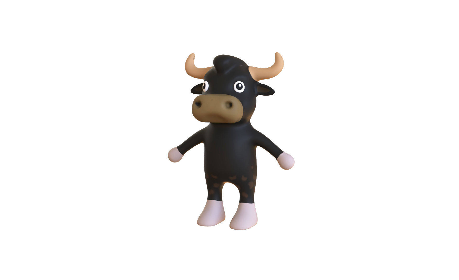 High-Quality 3D Cute Bull Animated For Games Low-poly 3D model_1