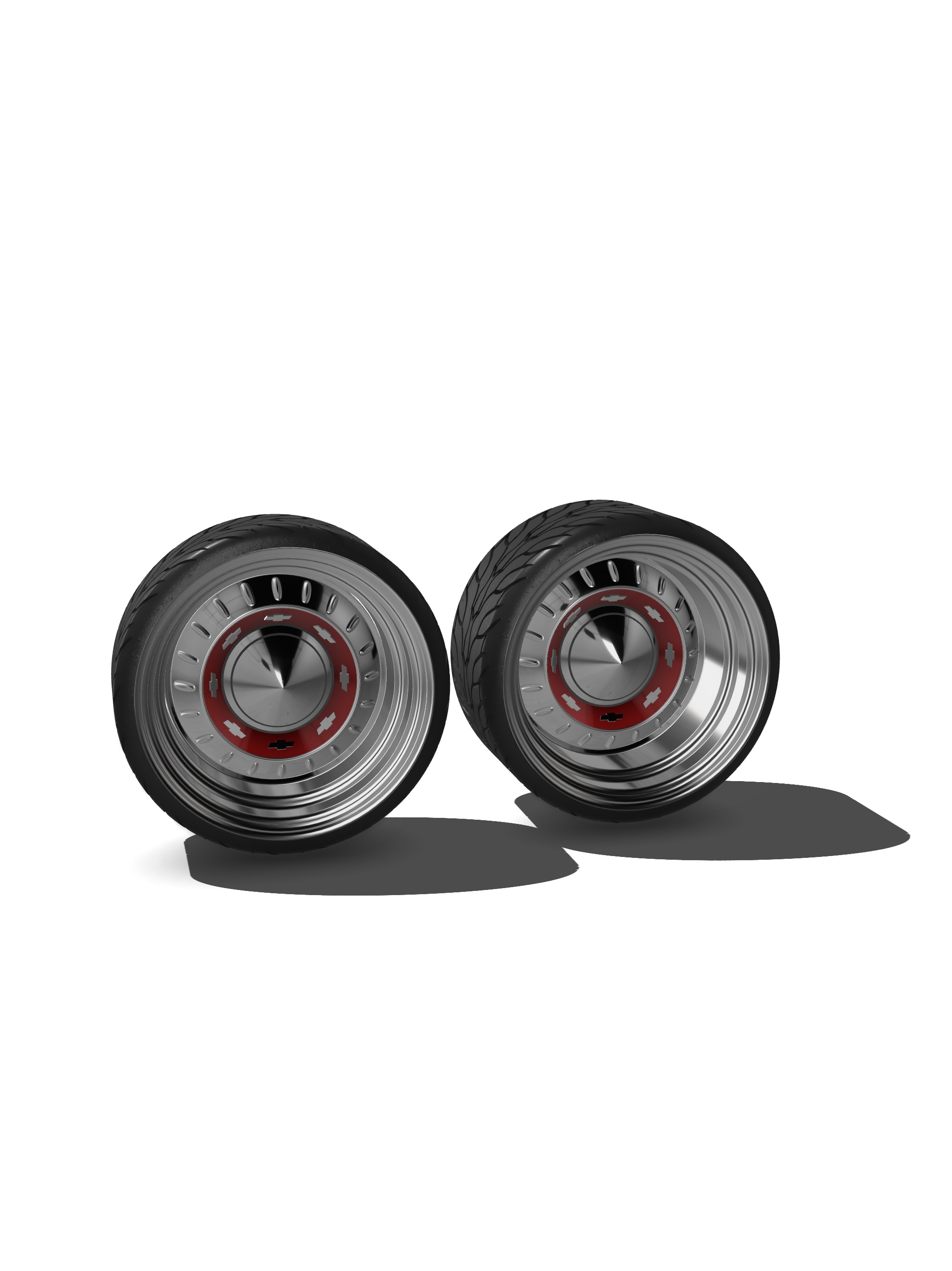 20inch Billet 1955 Chev Hubcap Wheels n Tires 2x Offsets 3D print model_7