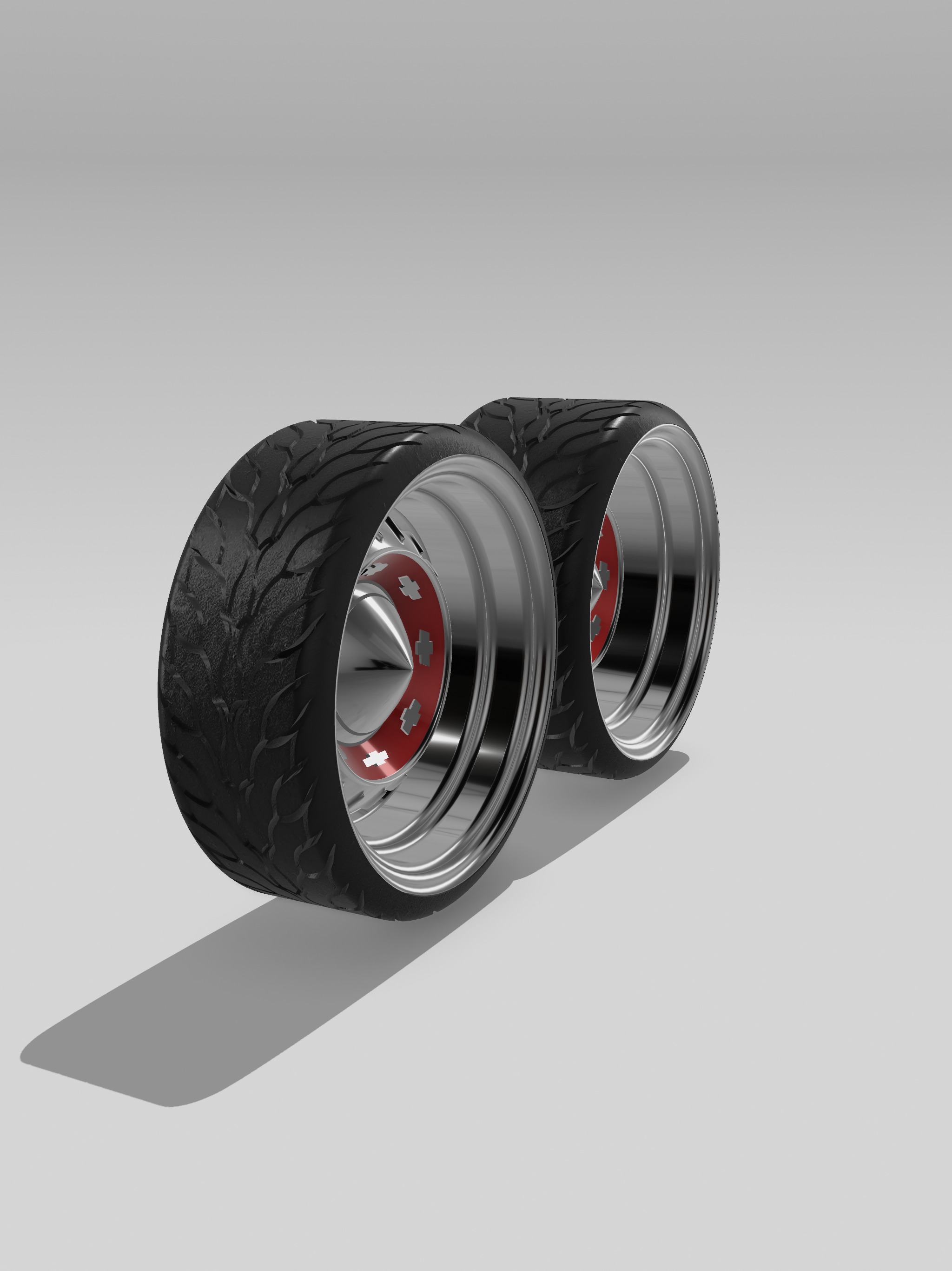 20inch Billet 1955 Chev Hubcap Wheels n Tires 2x Offsets 3D print model_5