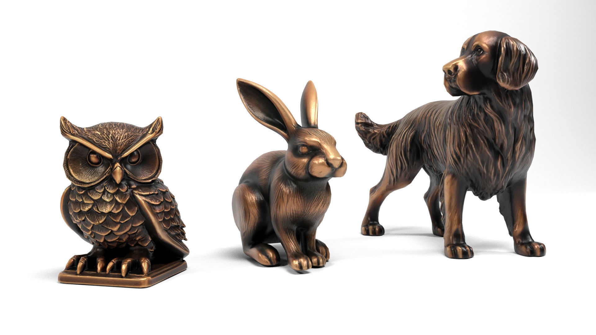 Animal metal figures 2 Low-poly 3D model_2