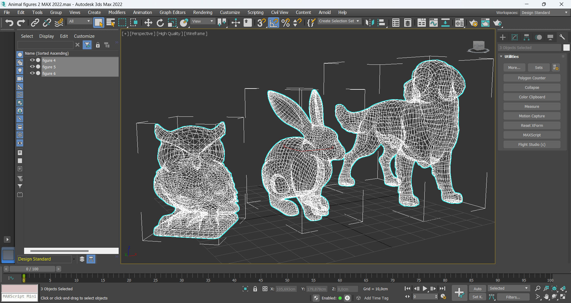 Animal metal figures 2 Low-poly 3D model_12