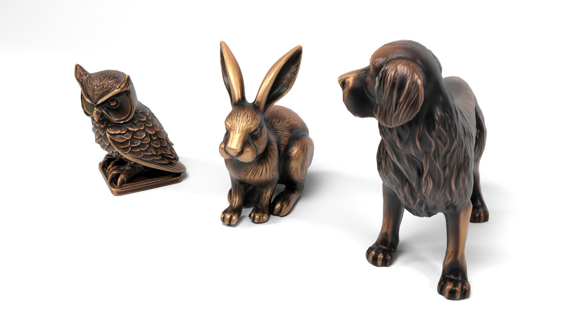 Animal metal figures 2 Low-poly 3D model_6