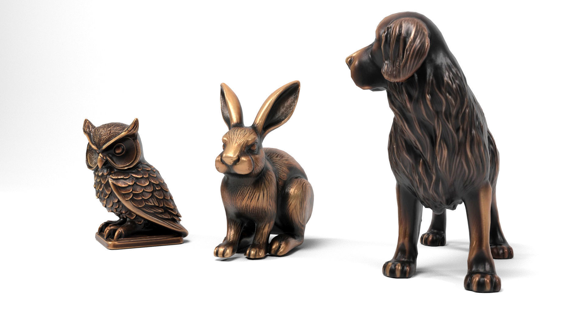 Animal metal figures 2 Low-poly 3D model_1