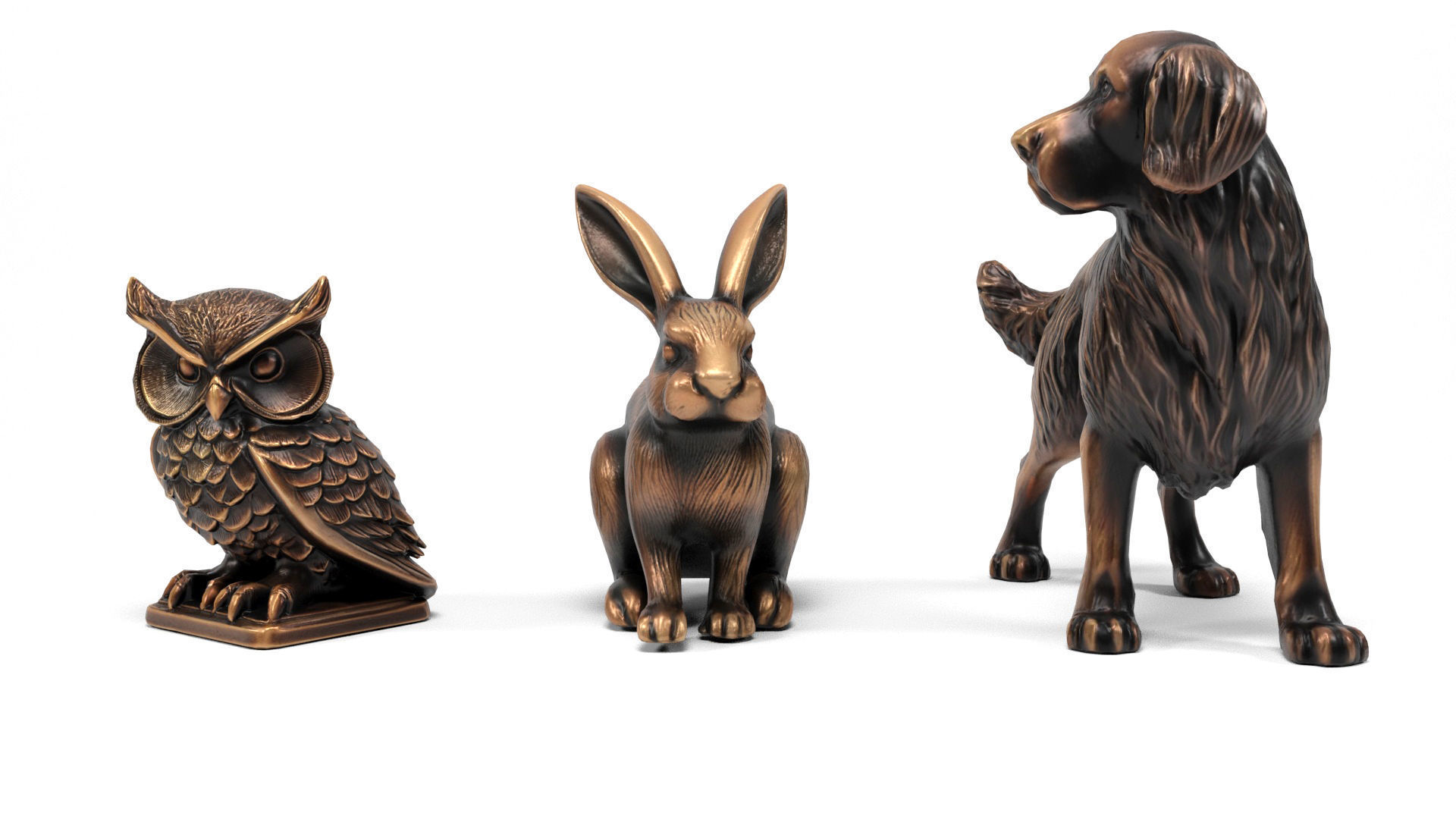 Animal metal figures 2 Low-poly 3D model_3