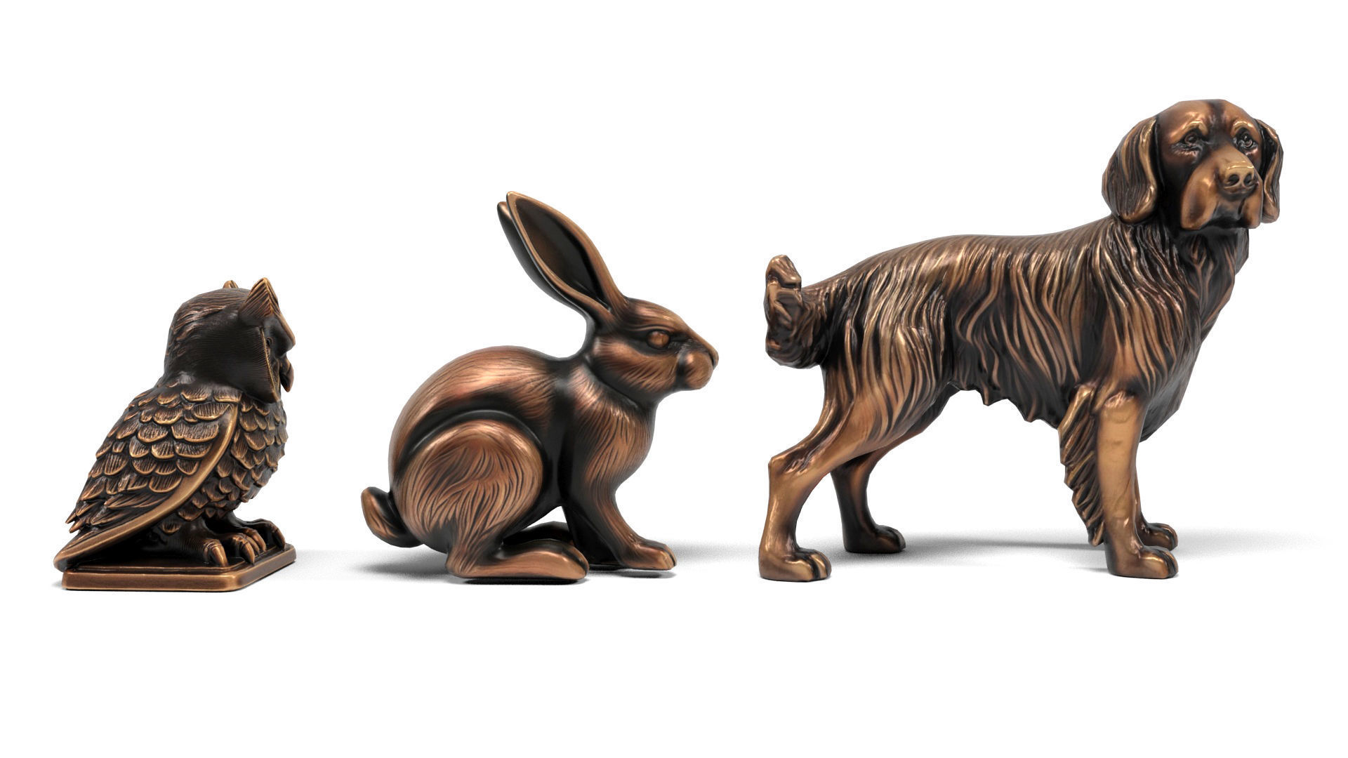 Animal metal figures 2 Low-poly 3D model_4