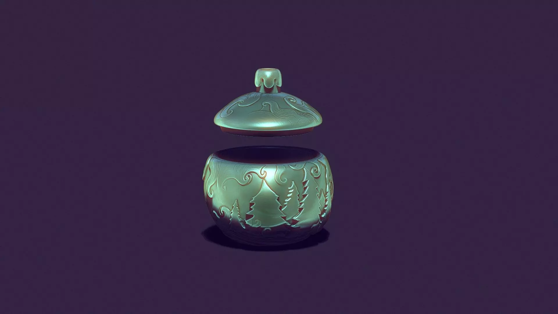 Christmas ball candle holder with Christmas trees and snowstorm 3D print model_0