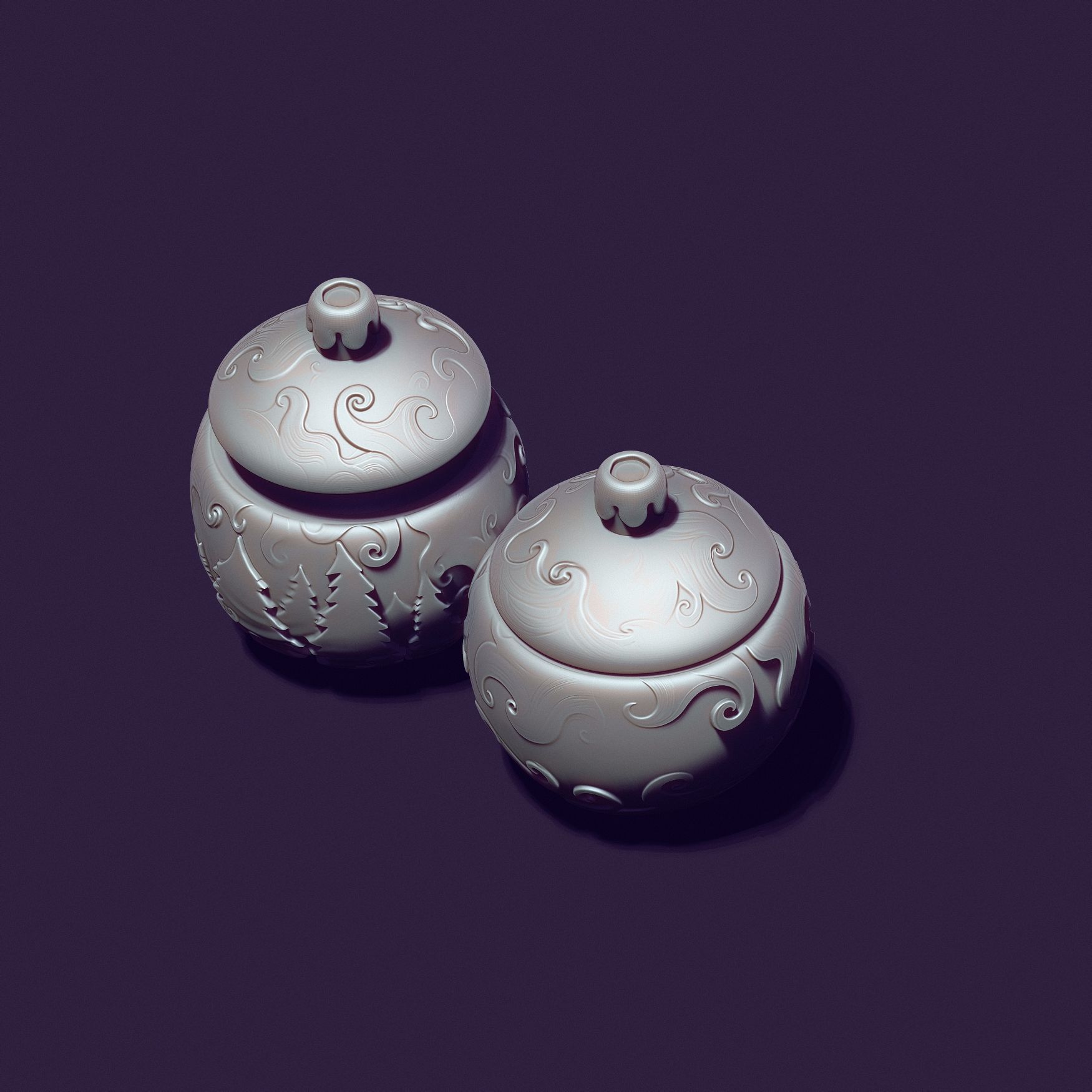 Christmas ball candle holder with Christmas trees and snowstorm 3D print model_7