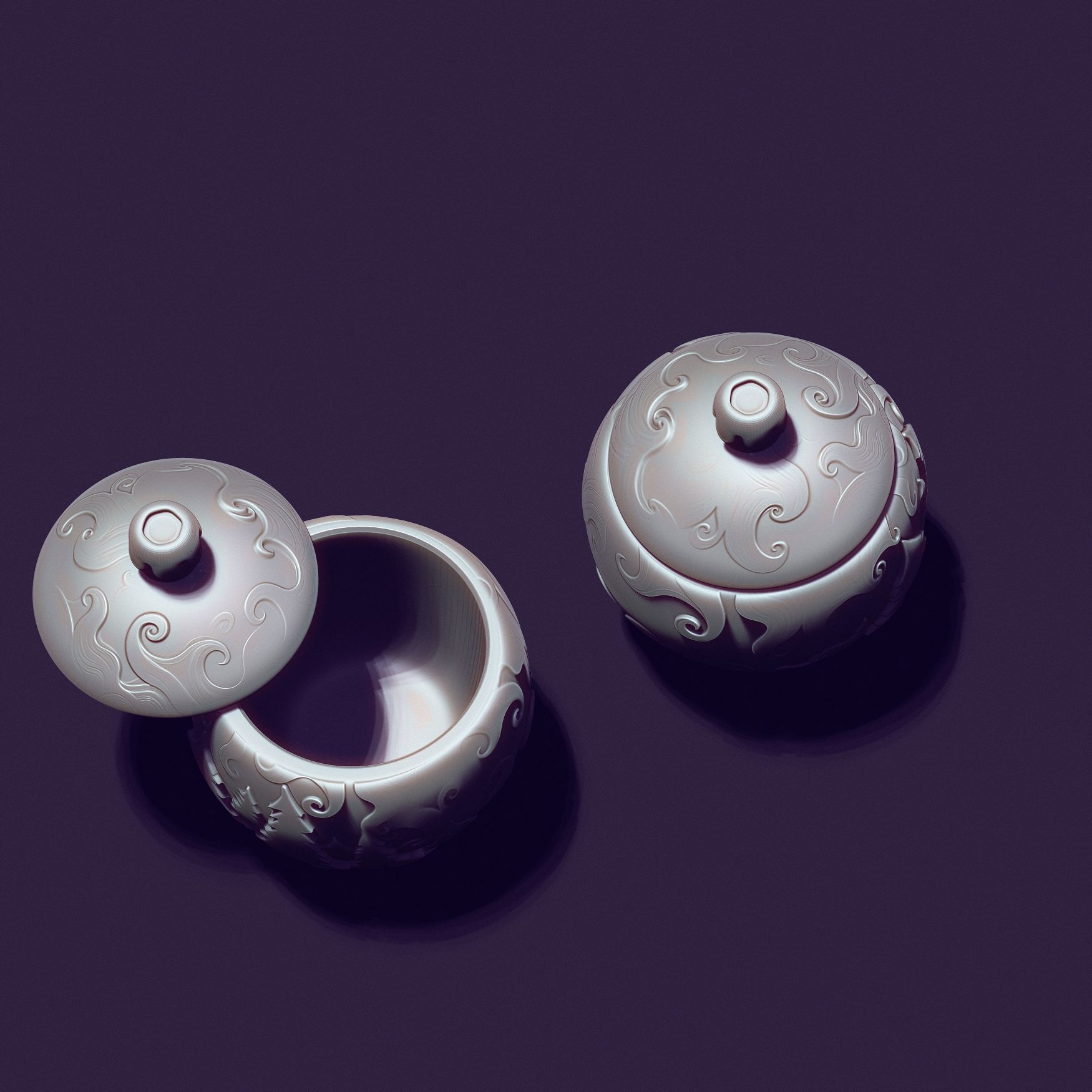 Christmas ball candle holder with Christmas trees and snowstorm 3D print model_4