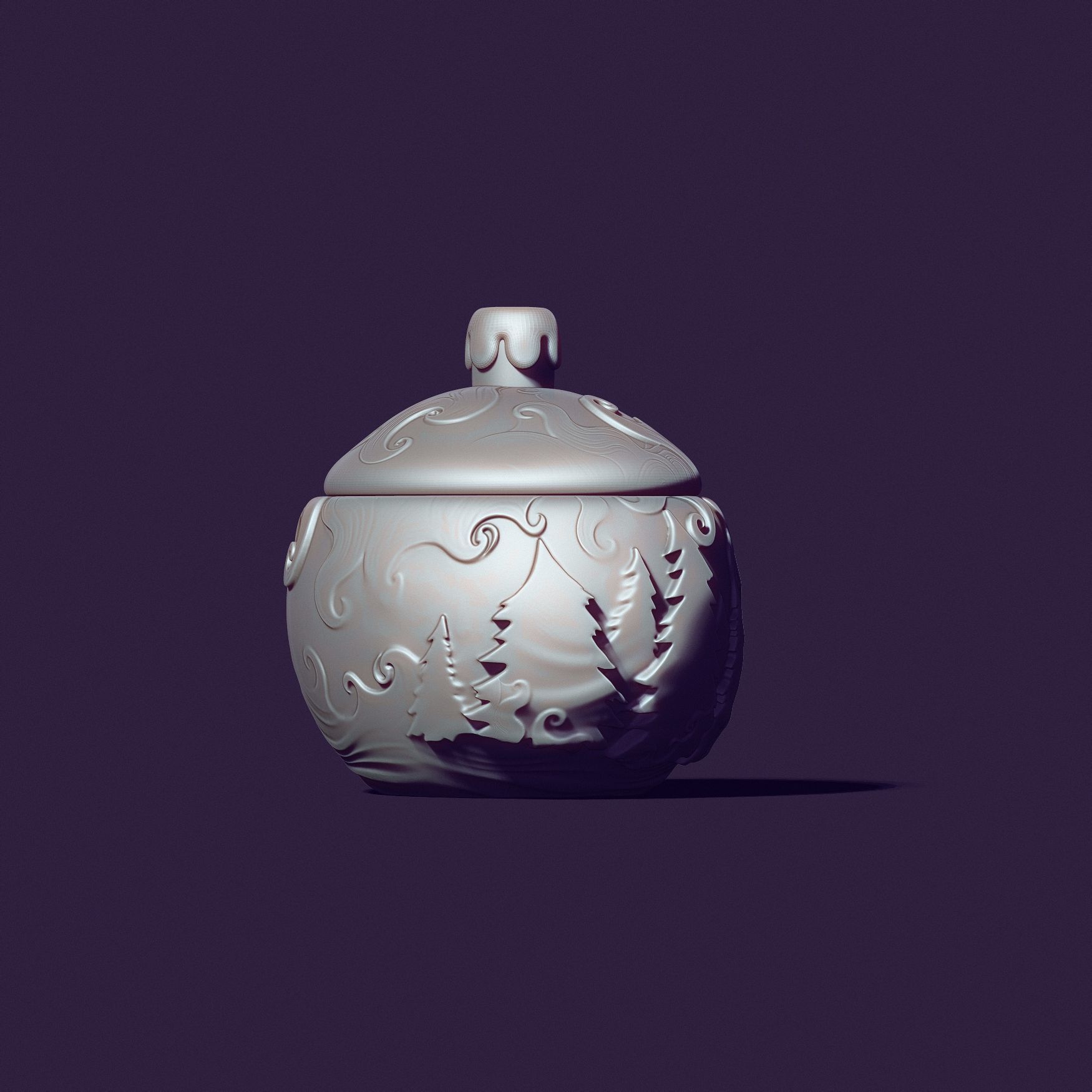 Christmas ball candle holder with Christmas trees and snowstorm 3D print model_2