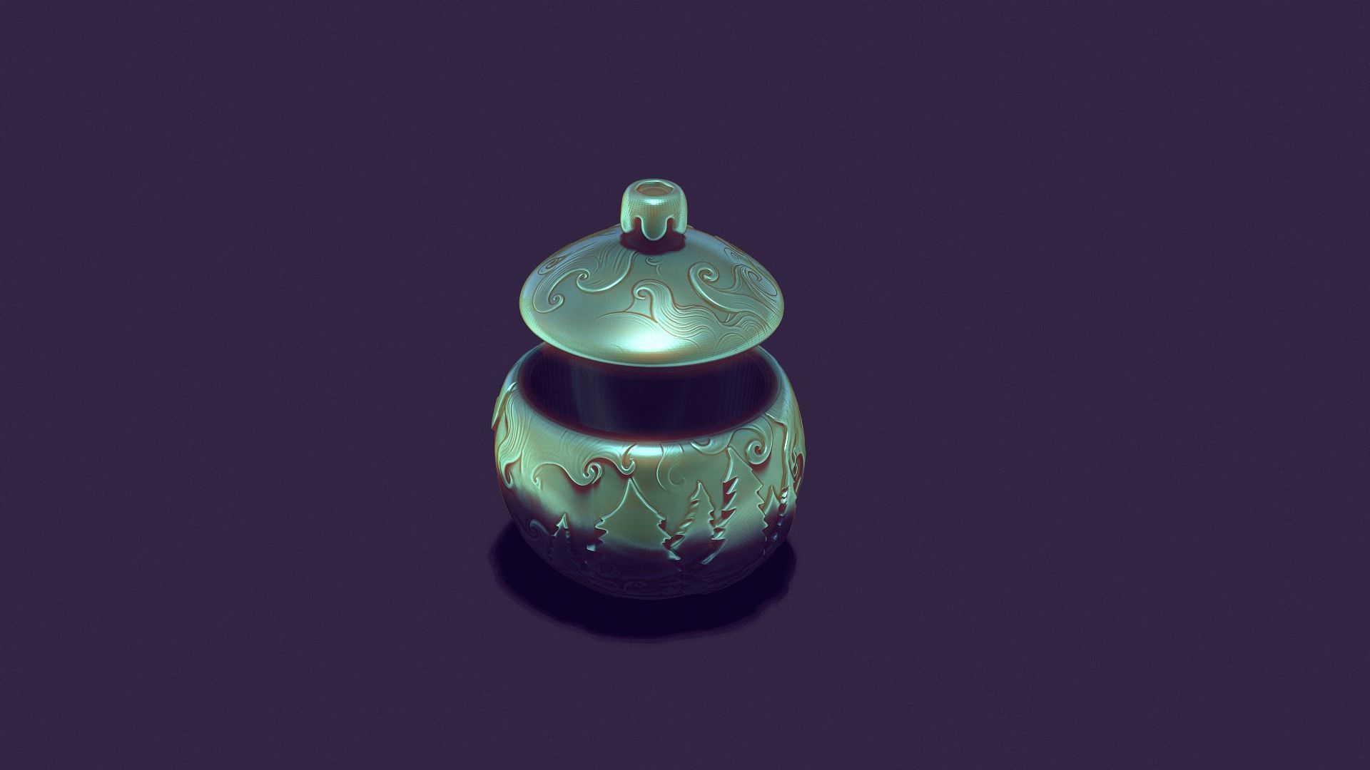 Christmas ball candle holder with Christmas trees and snowstorm 3D print model_12