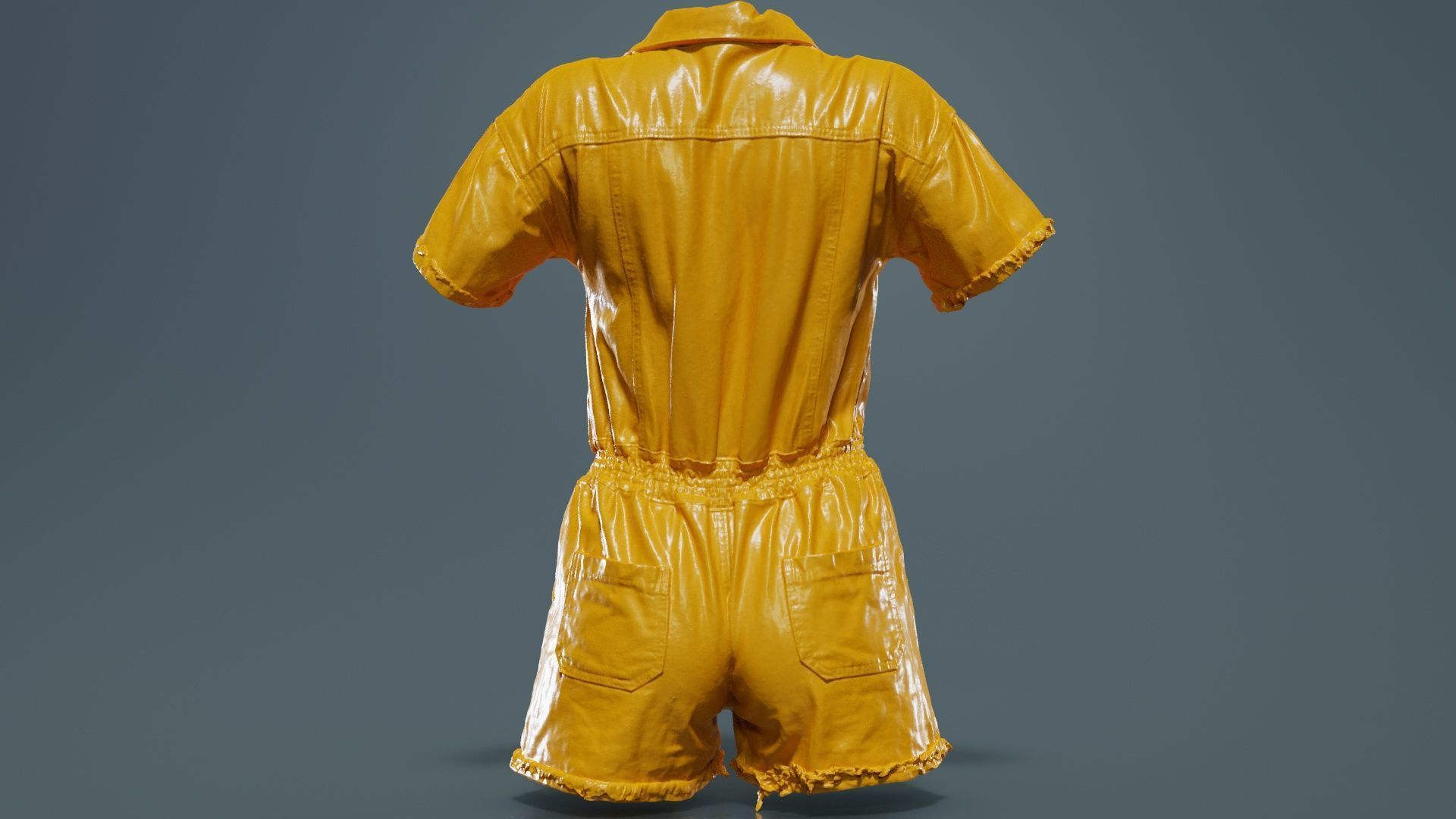 Buttoned Jeans Romper Low-poly 3D model_13